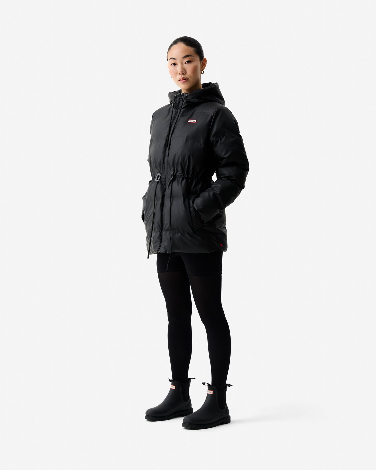 Hunter Lemhi Womens PU Coated Puffer Jacket - Black