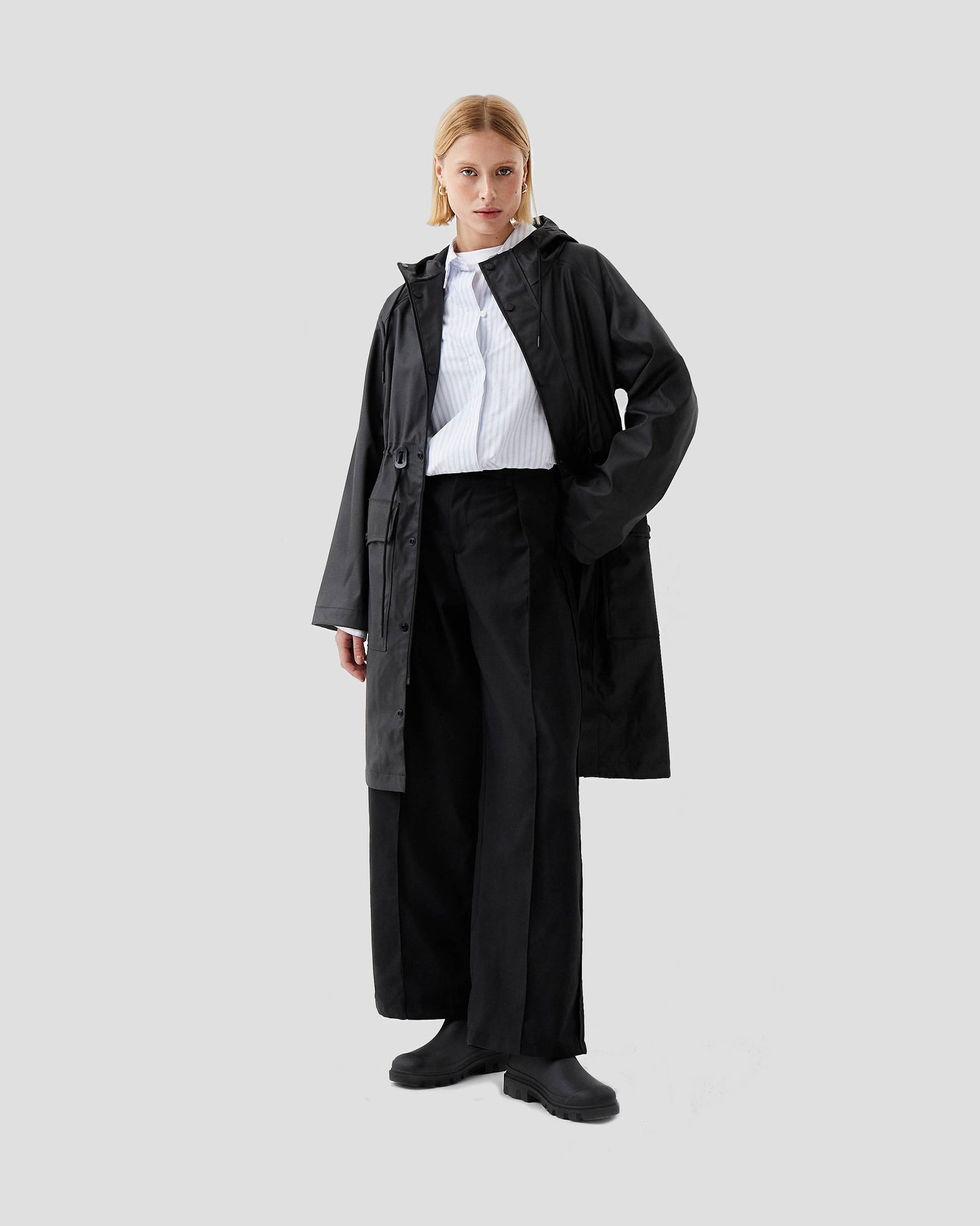 Hunter Janna Womens PU Coated Parka - Black