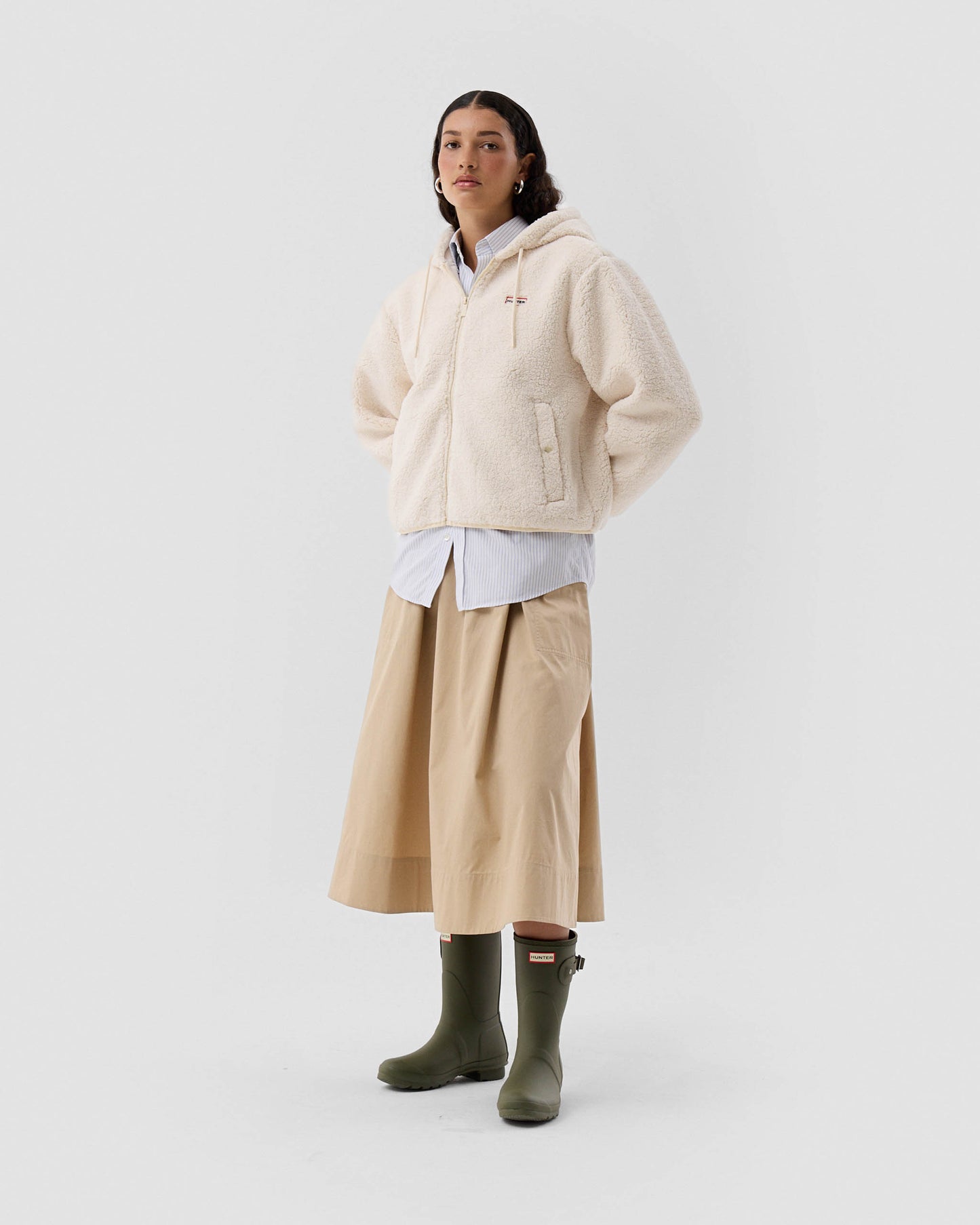 Hunter Bonelle Womens Borg Fleece Jacket - Antique White