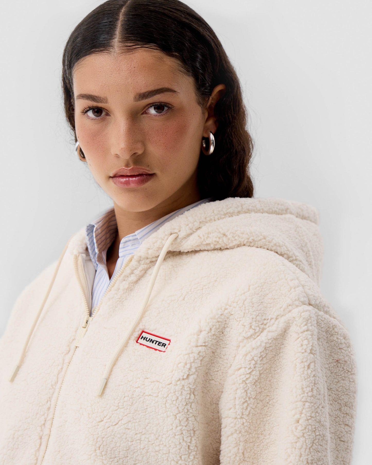 Hunter Bonelle Womens Borg Fleece Jacket - Antique White