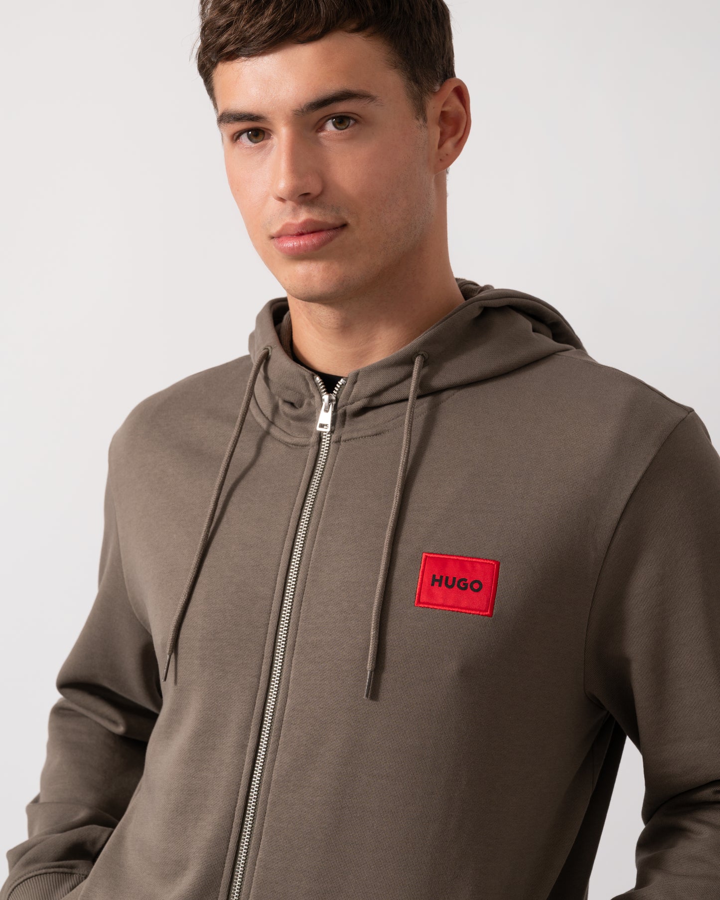 HUGO Daple212 Mens Zip Through Hoodie - Medium Grey 032