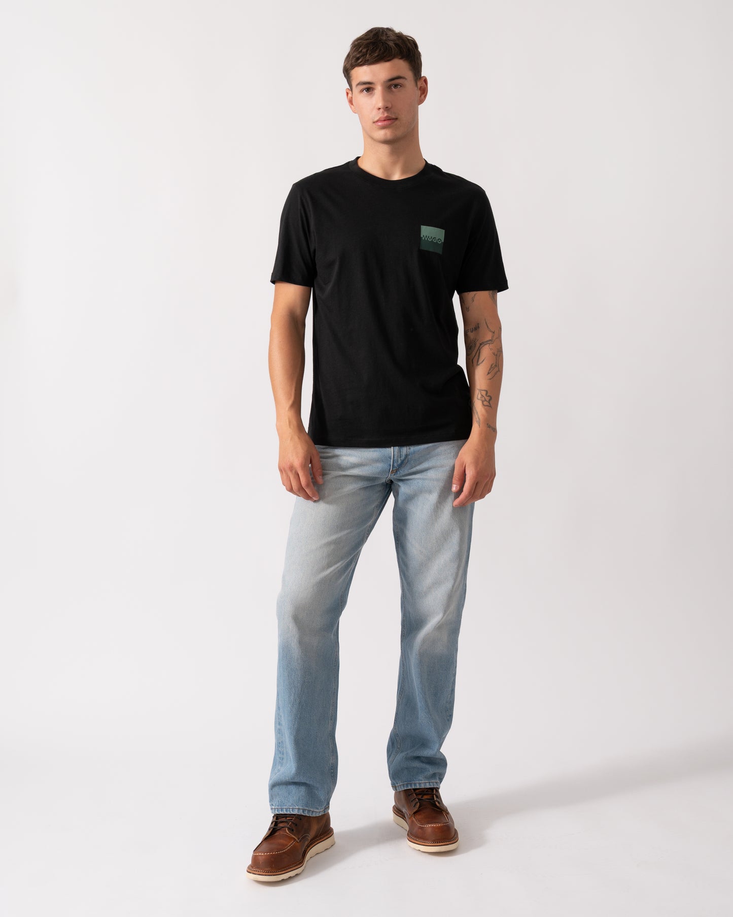 HUGO Dapusi Mens Logo Print T-Shirt - Black 002
