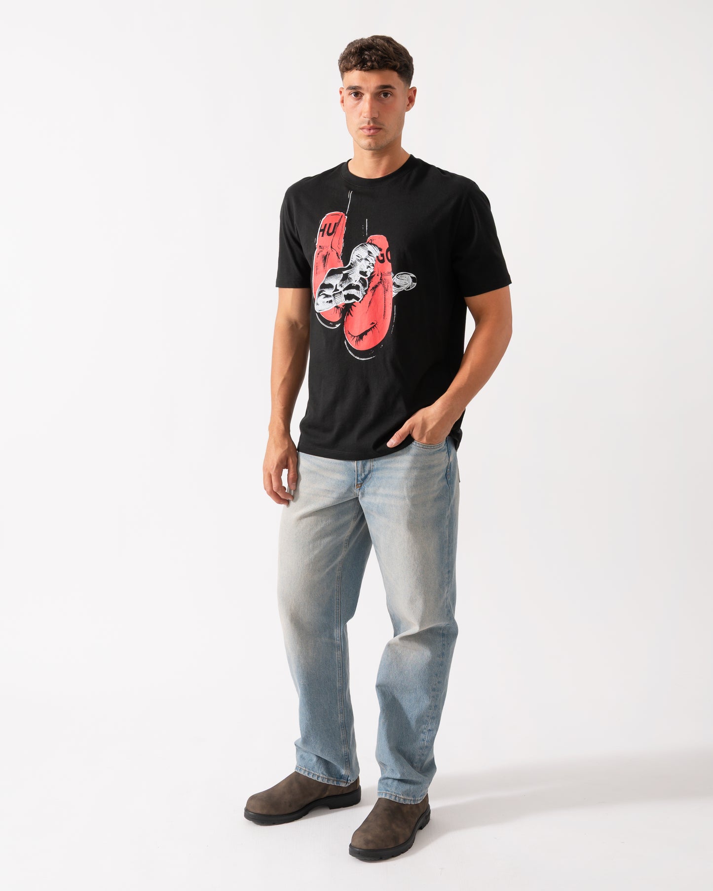 HUGO Diboxer Mens Graphic Print T-Shirt - Black 001