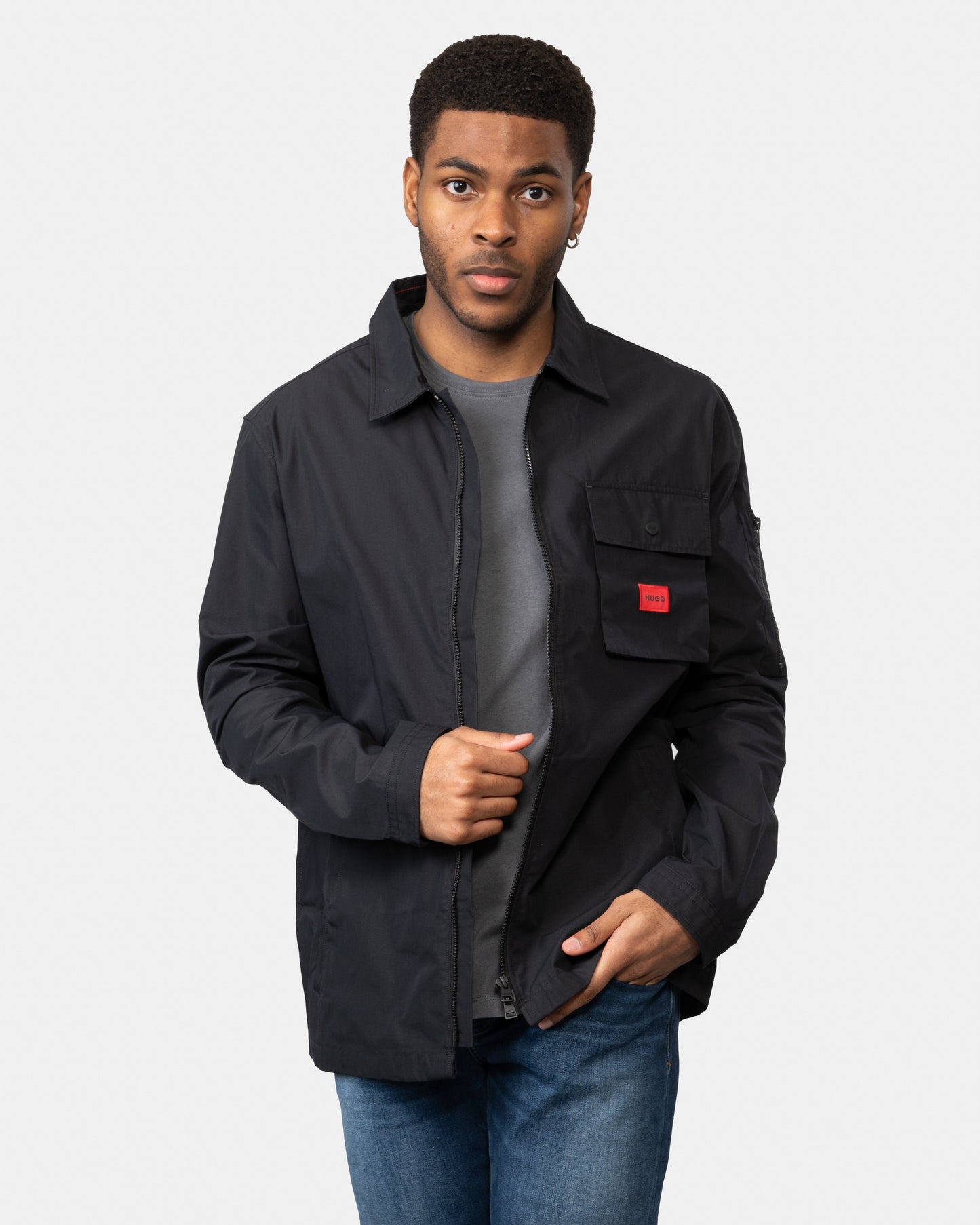 HUGO Emmond Mens Zip Overshirt - Black 001