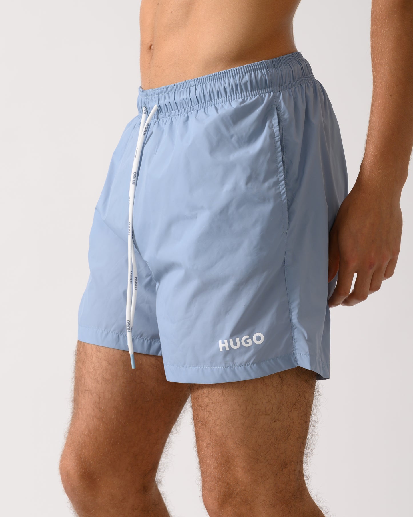 HUGO HAITI Mens Fully Lined Swim Shorts with Contrast Logo