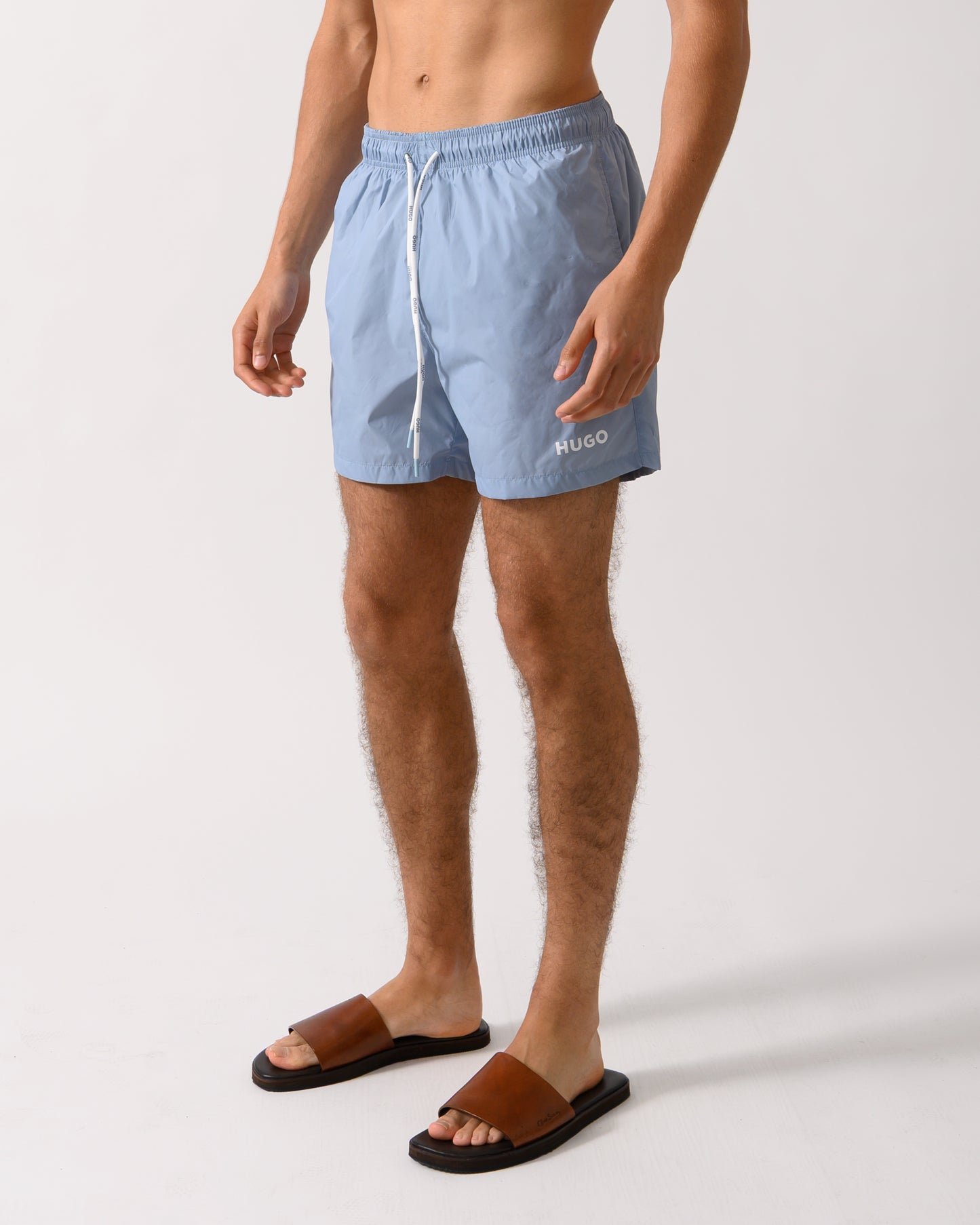 HUGO HAITI Mens Fully Lined Swim Shorts with Contrast Logo