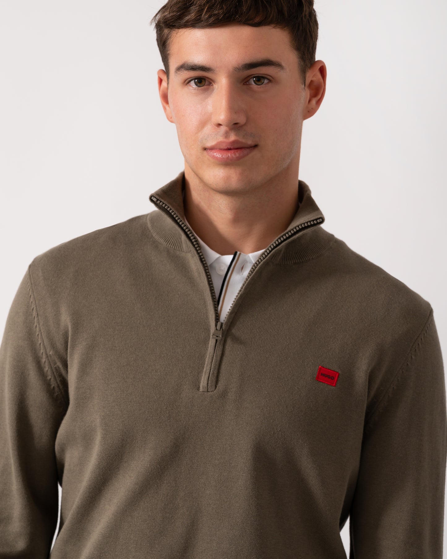 HUGO San Quintus-C Mens 1/4 Zip Pullover - Medium Grey 032