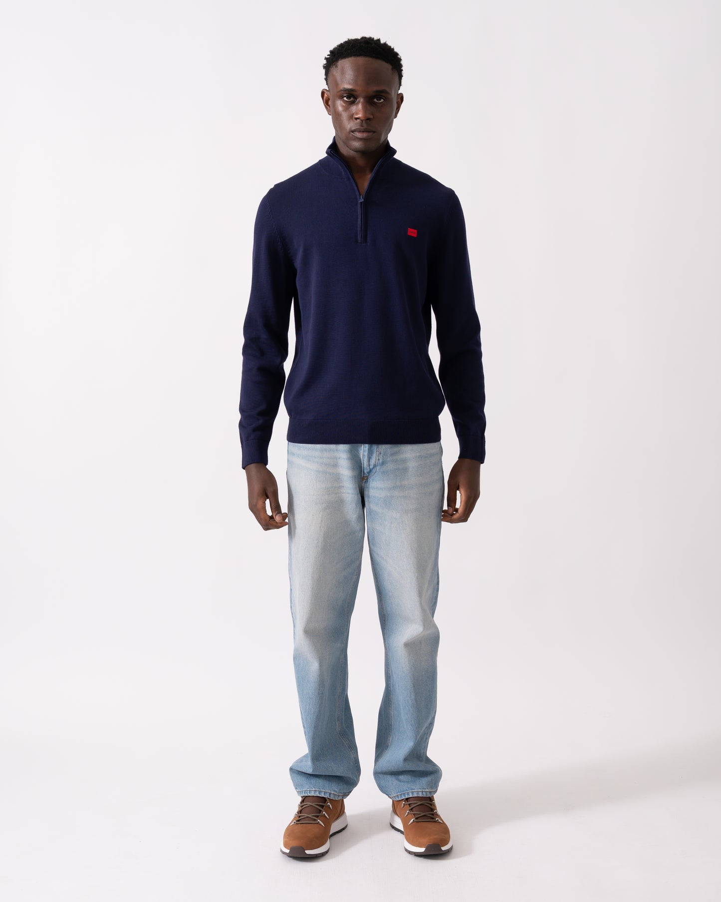 HUGO San Quintus-C Mens 1/4 Zip Pullover - Navy 418