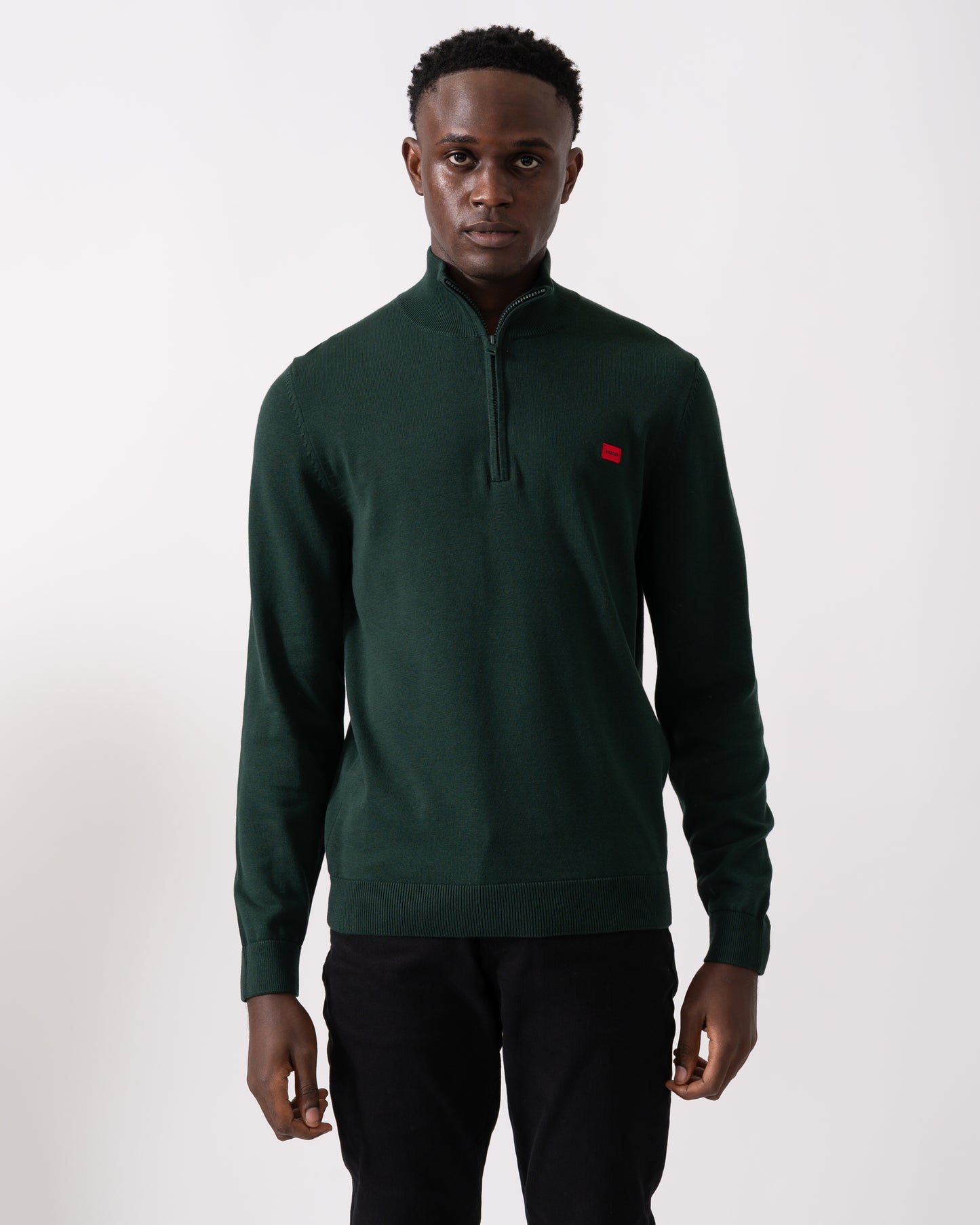 HUGO San Quintus-C Mens 1/4 Zip Pullover - Open Green 385