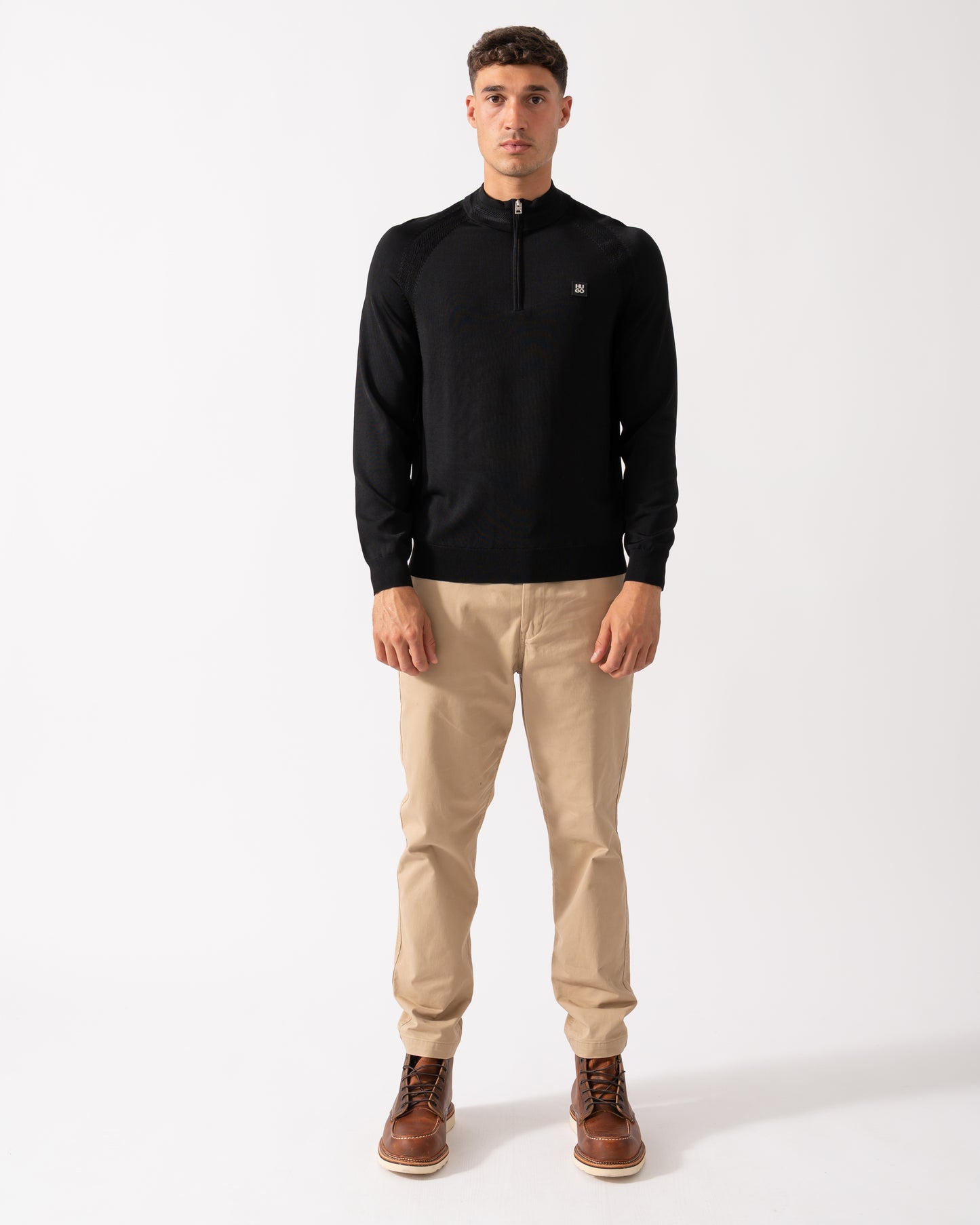 HUGO Sayford Mens 1/4 Zip Jumper - Black 001