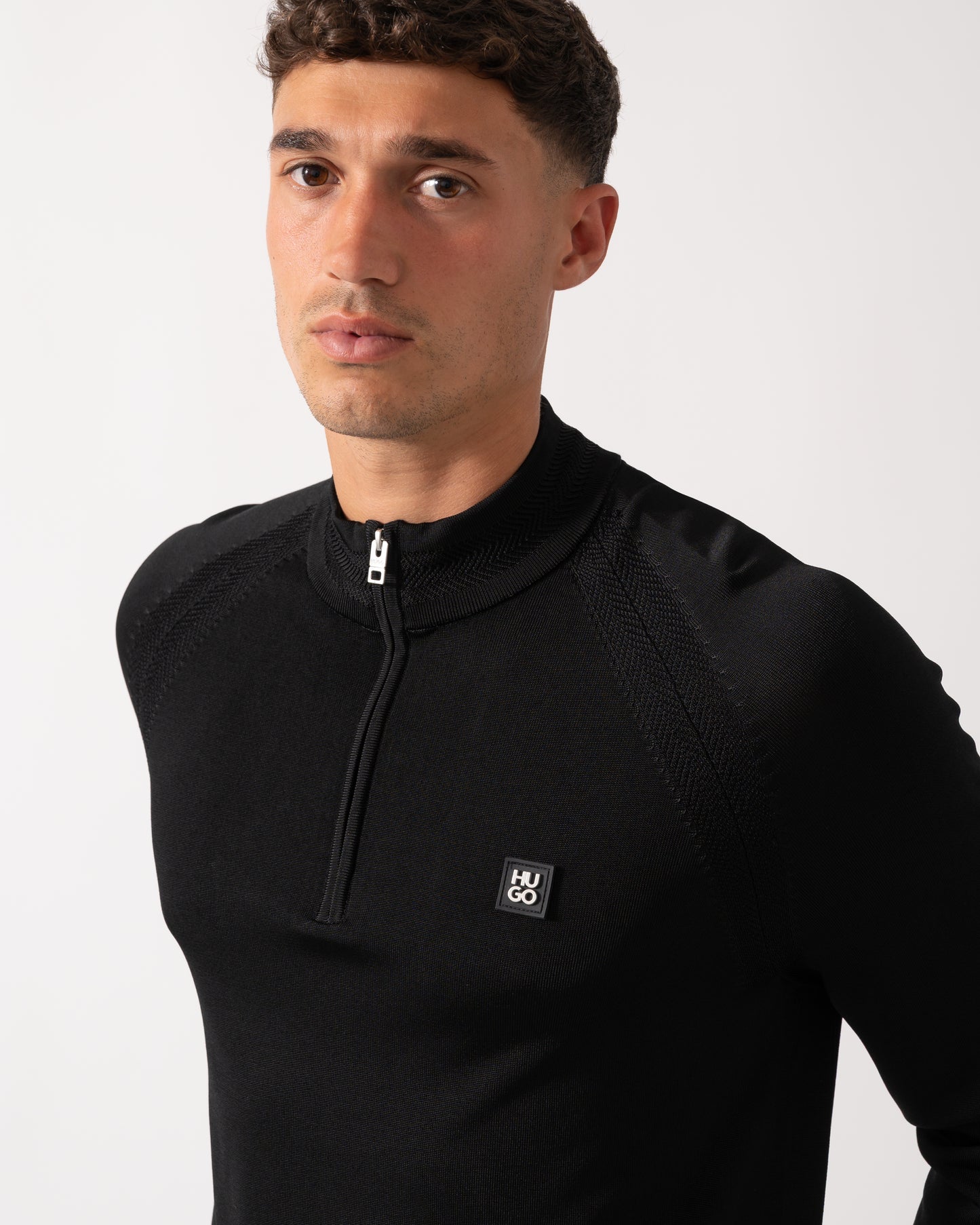 HUGO Sayford Mens 1/4 Zip Jumper - Black 001