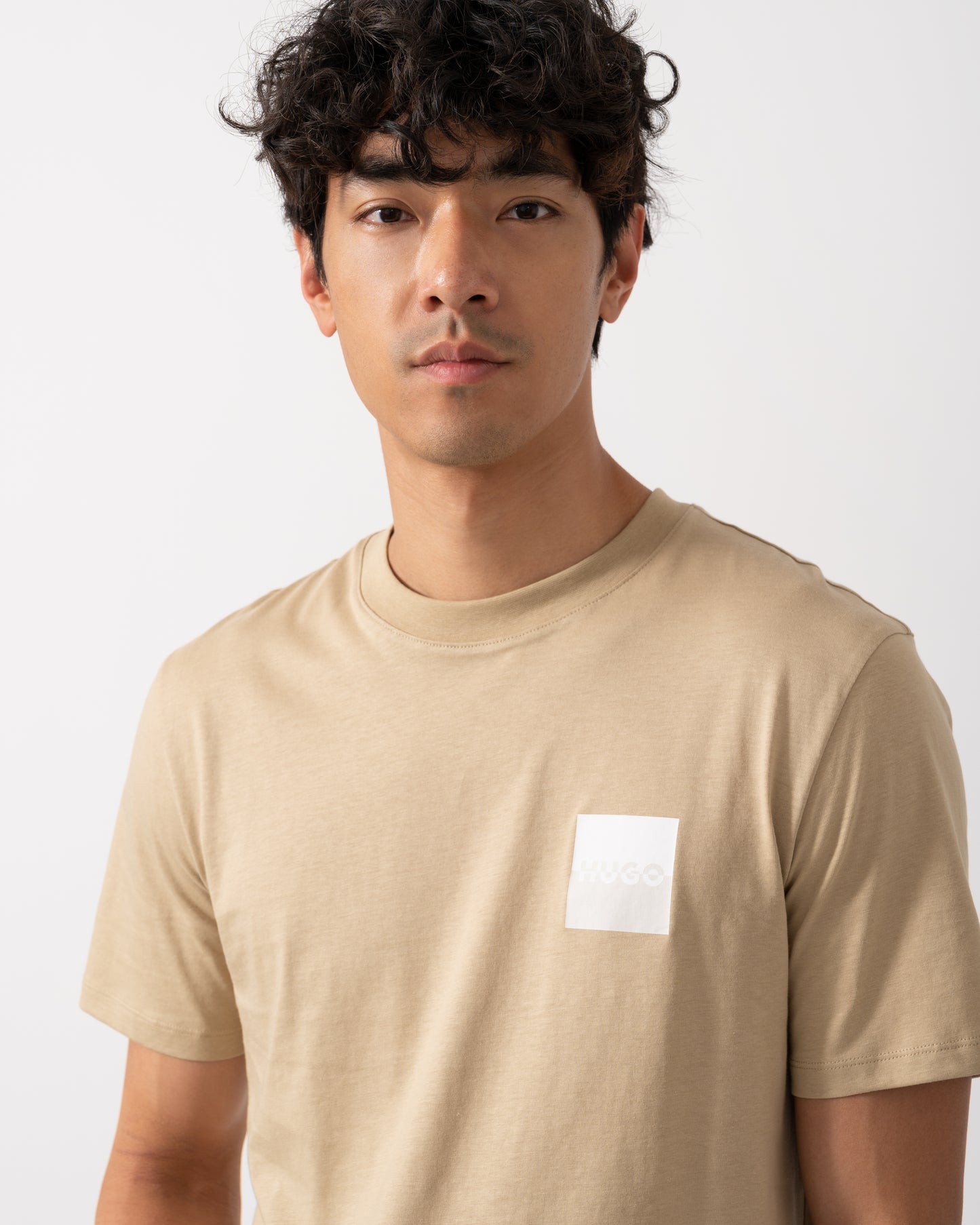 HUGO Dapusi Mens Logo Print T-Shirt - Medium Beige 269