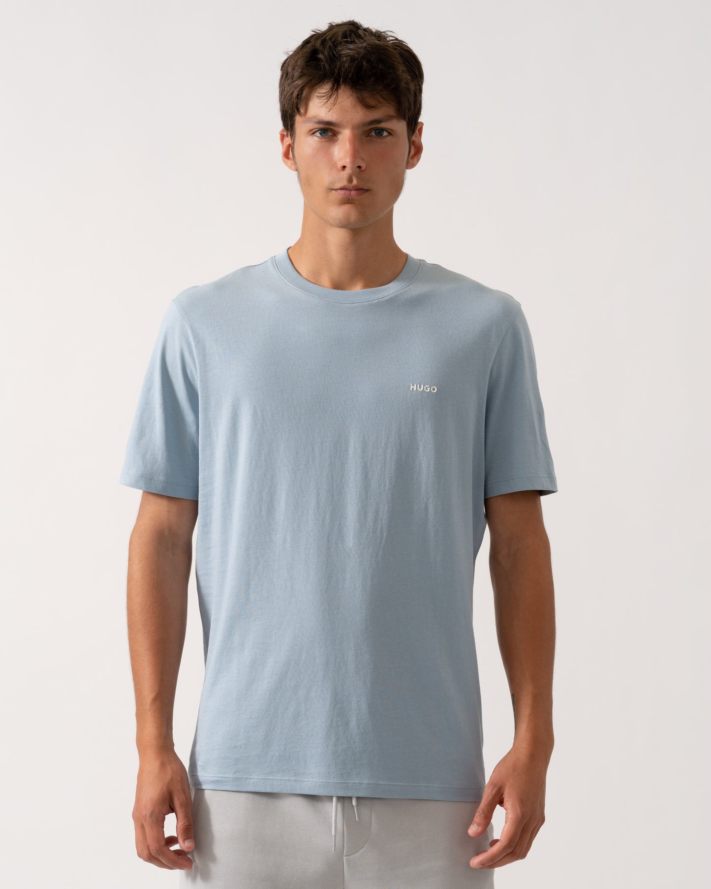 HUGO Dero222 Mens Cotton-Jersey T-Shirt with Logo Print
