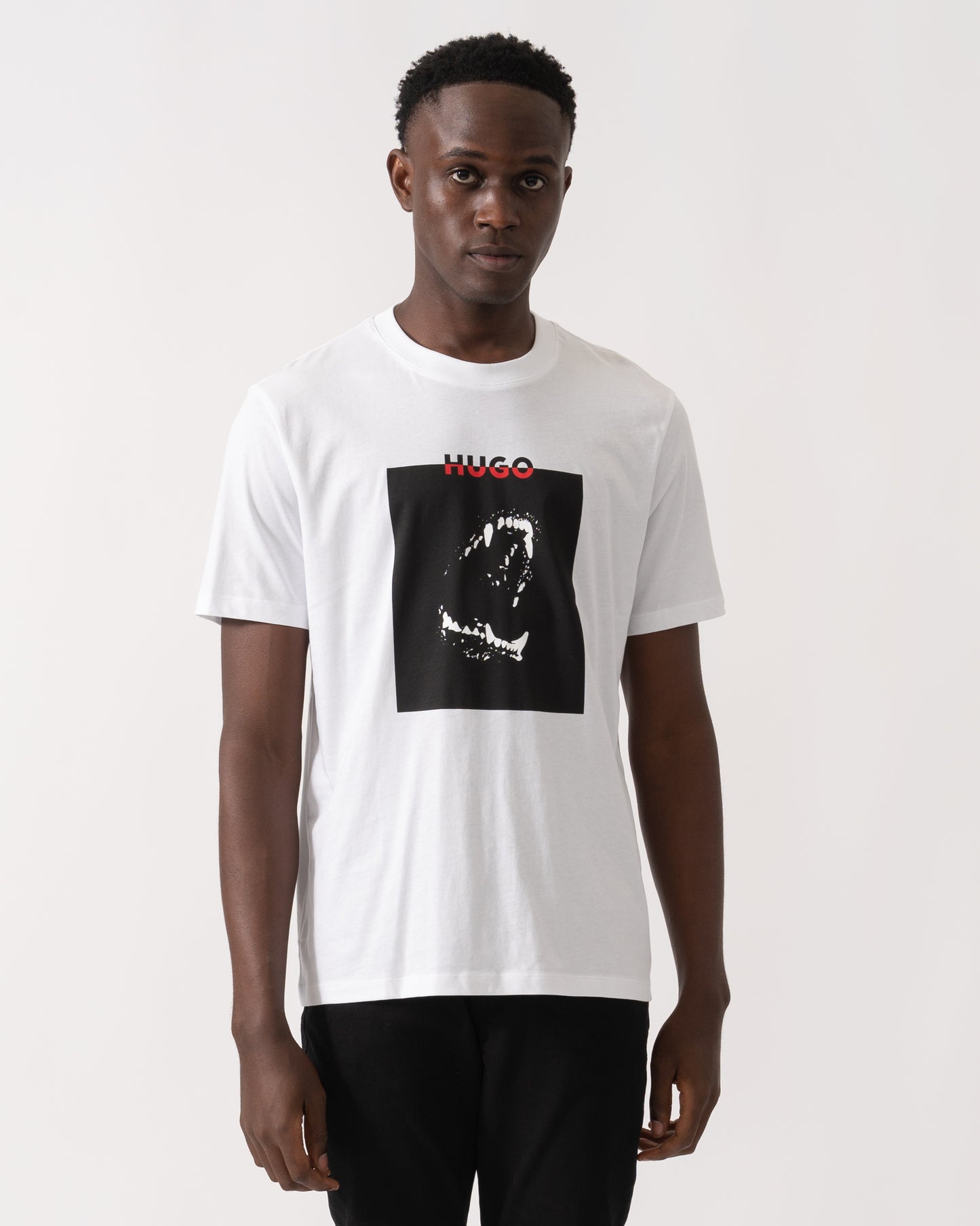 HUGO Dobero Mens Graphic Print T-Shirt - White 100