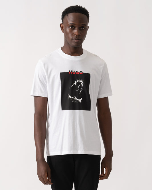 HUGO Dobero Mens Graphic Print T-Shirt - White 100