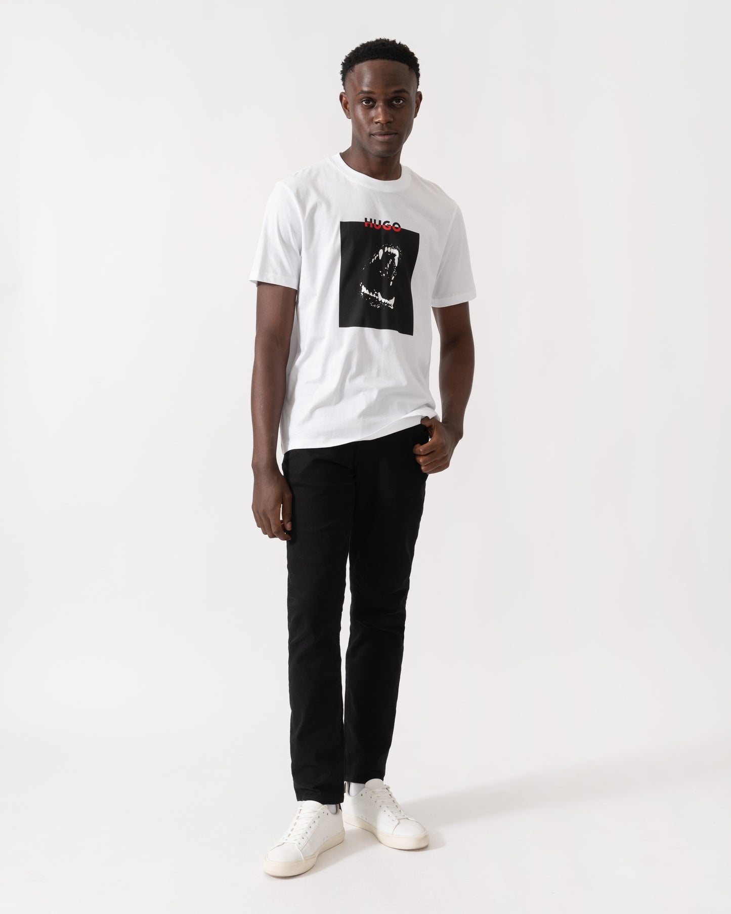 HUGO Dobero Mens Graphic Print T-Shirt - White 100
