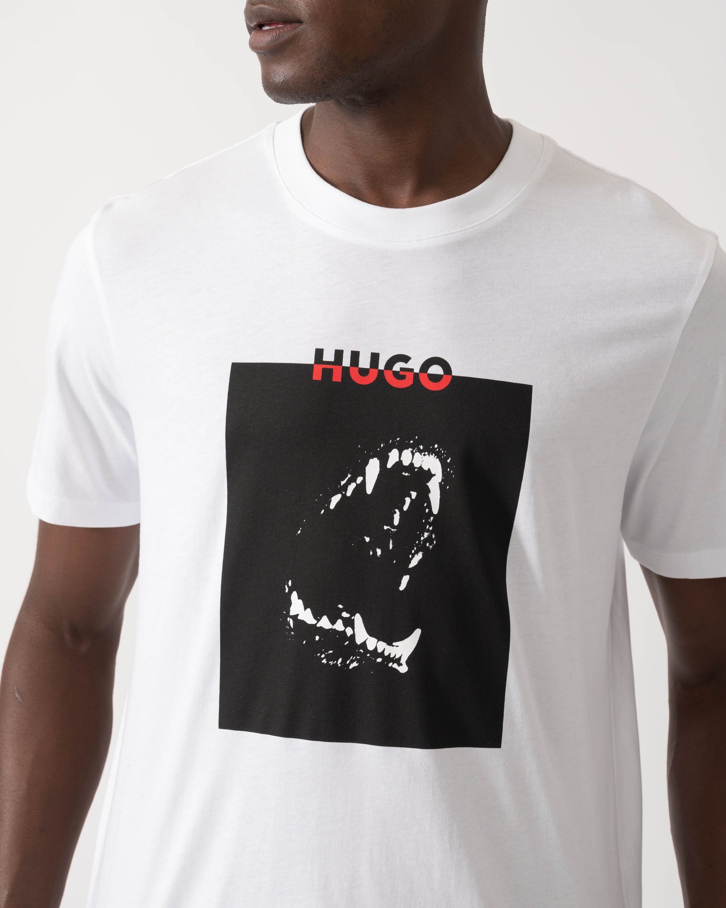 HUGO Dobero Mens Graphic Print T-Shirt - White 100