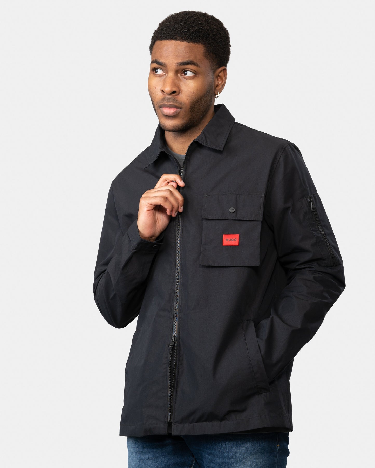 HUGO Emmond Mens Zip Overshirt - Black 001