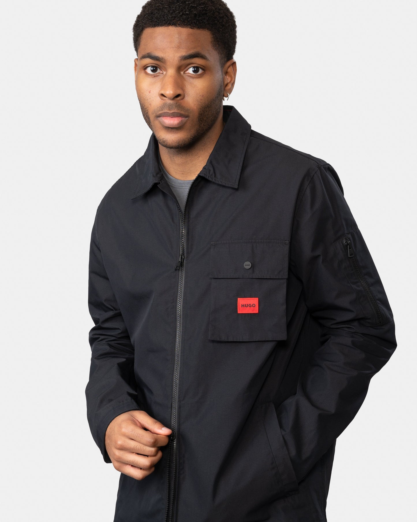 HUGO Emmond Mens Zip Overshirt - Black 001