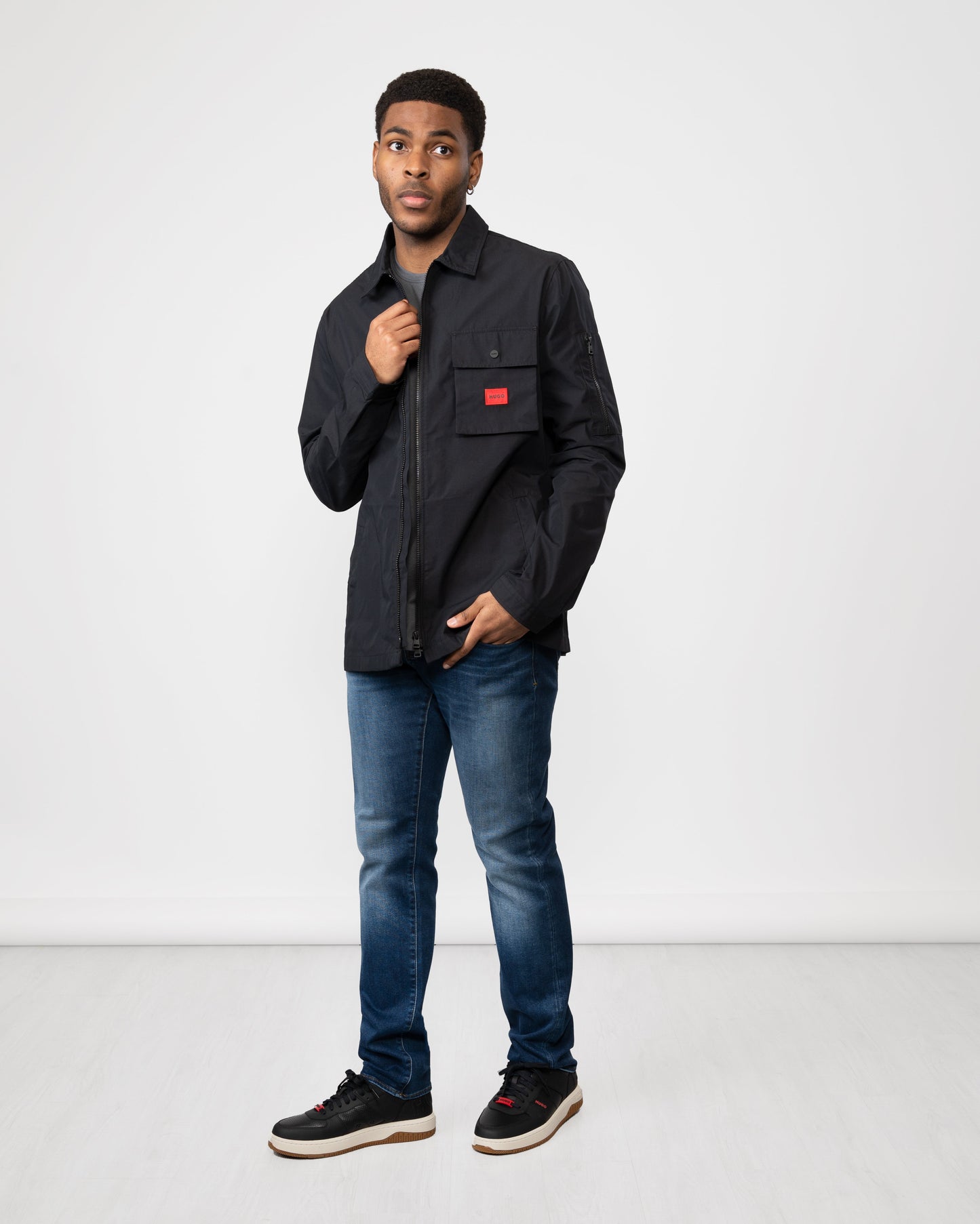 HUGO Emmond Mens Zip Overshirt - Black 001