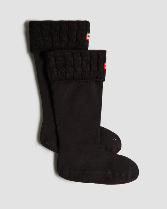 Hunter 6 Stitch Cable Tall Boot Sock - Black