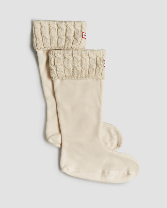 Hunter 6 Stitch Cable Tall Boot Sock - Hunter White