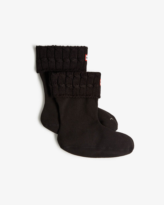 Hunter 6 Stitch Cable Short Boot Sock - Black