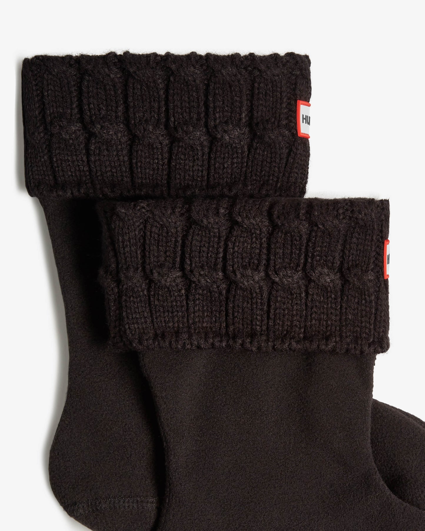 Hunter 6 Stitch Cable Short Boot Sock - Black
