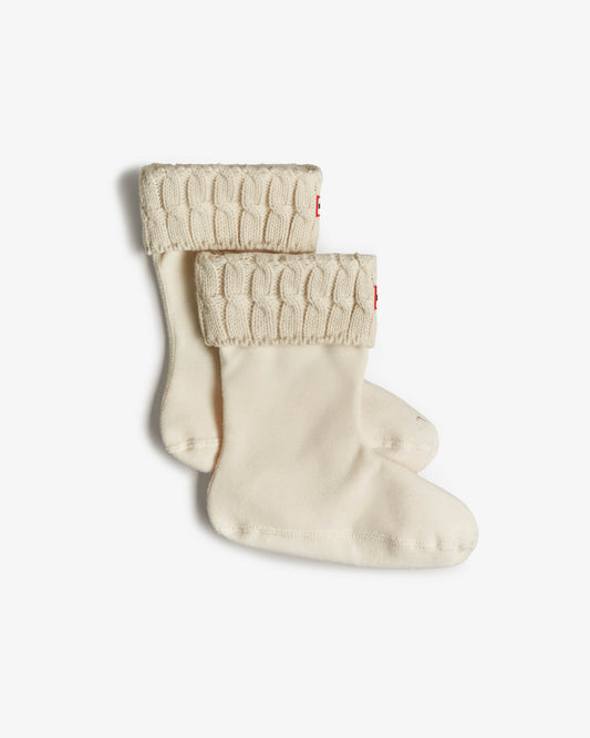 Hunter 6 Stitch Cable Short Boot Sock - Hunter White