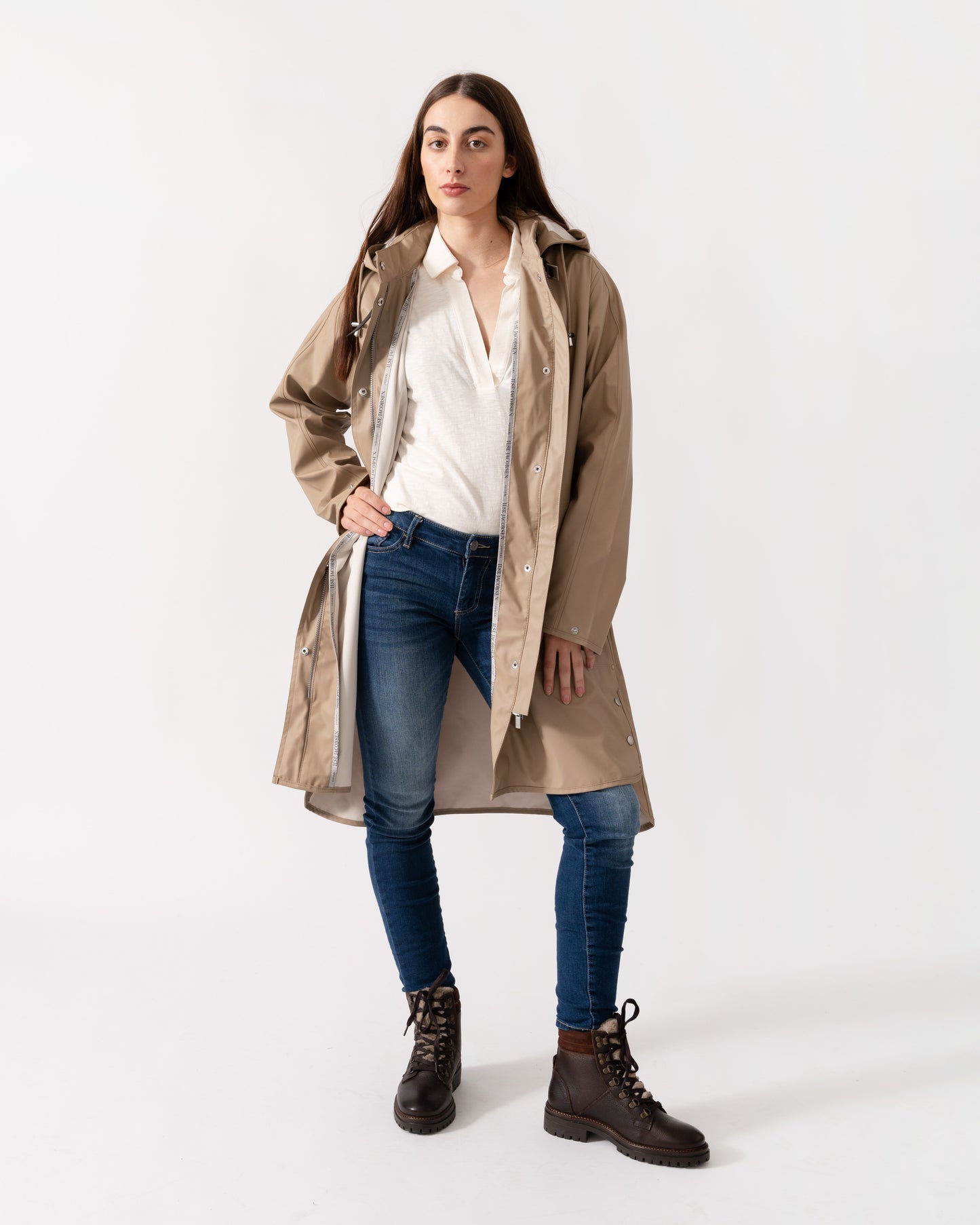 Ilse Jacobsen Rain Womens A-Line Rubberised Raincoat - Wheat 222