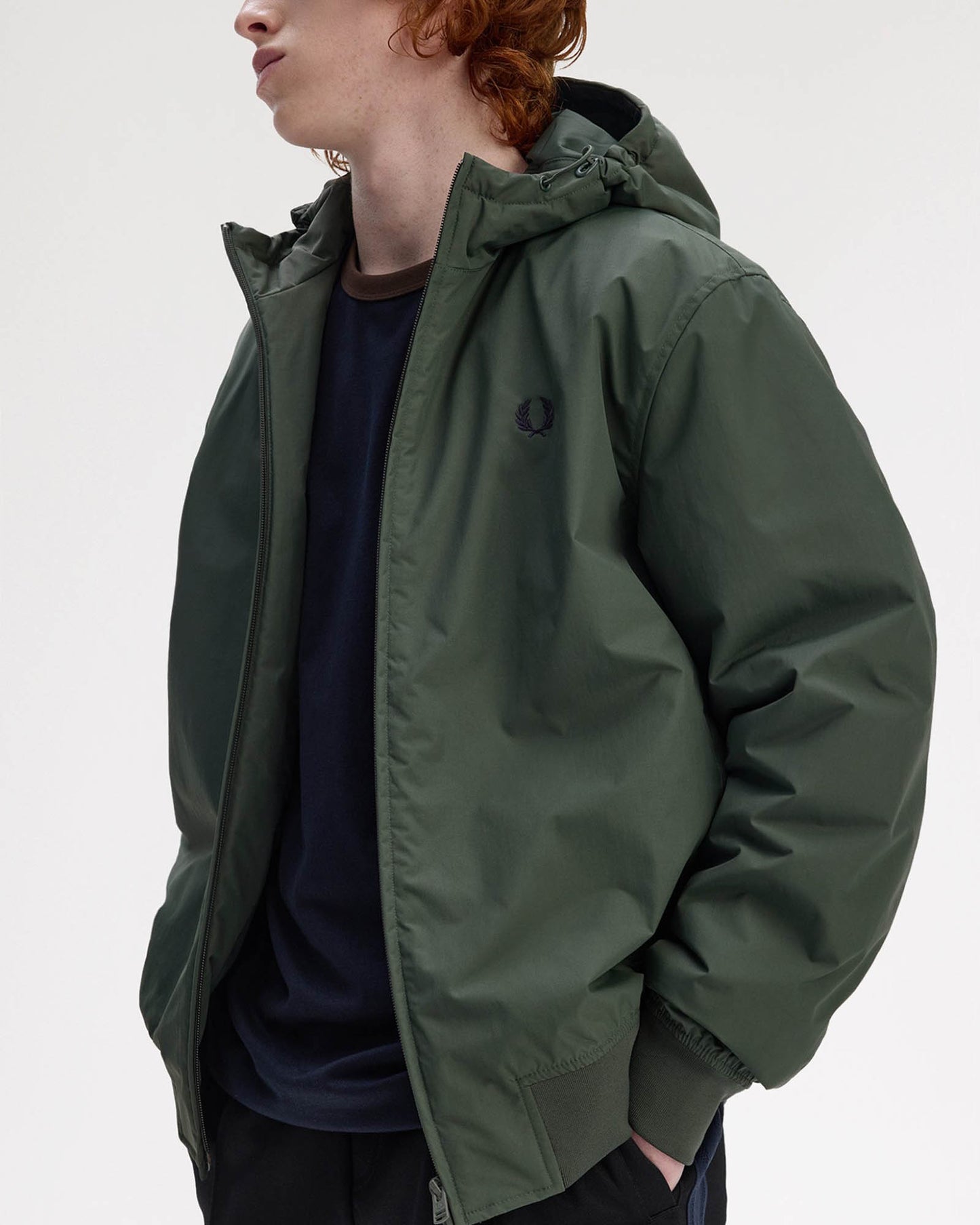 Fred Perry Mens Hooded Brentham Jacket - Court Green X89