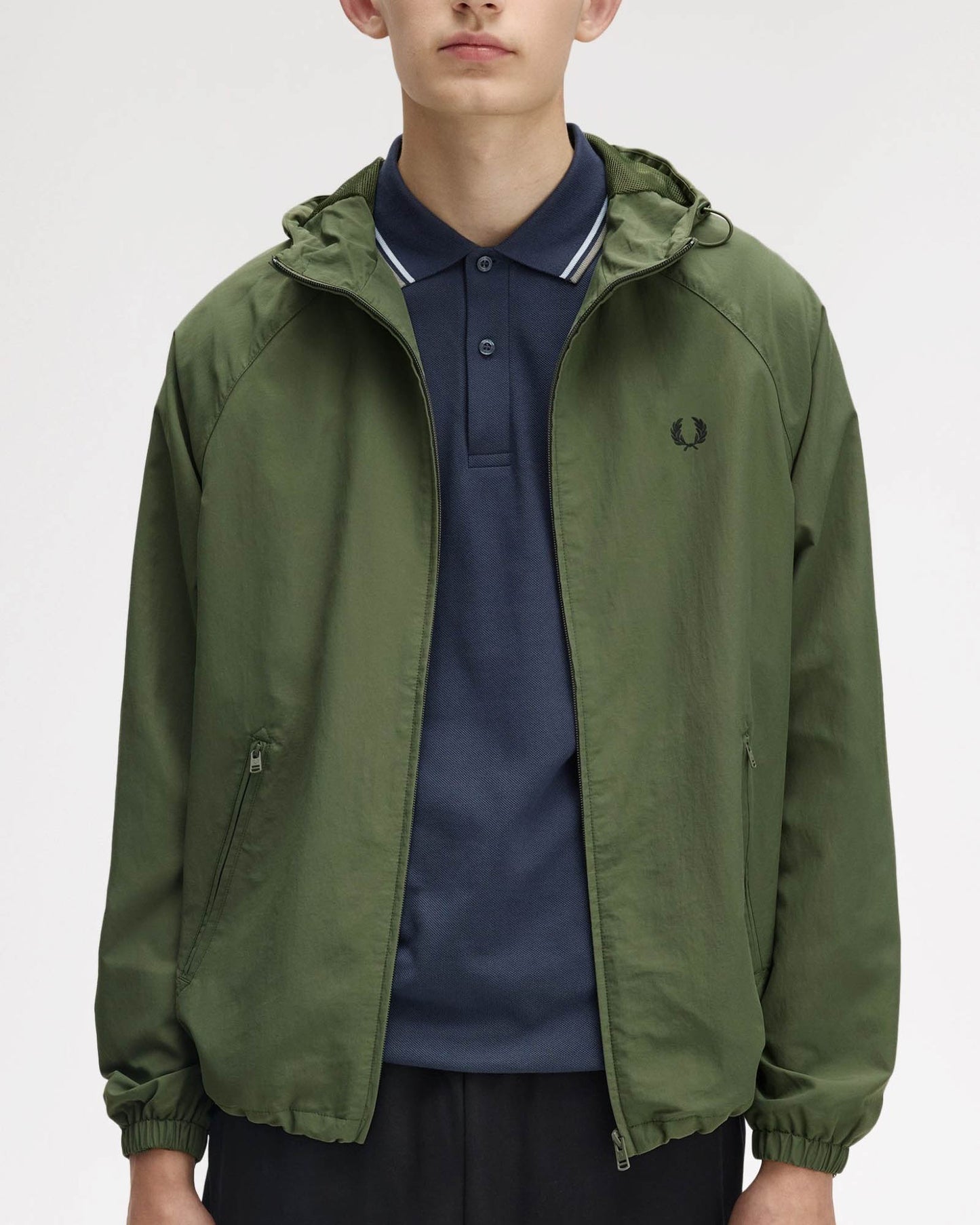 Fred Perry Mens Hooded Shell Jacket - Laurel Wreath Green W19