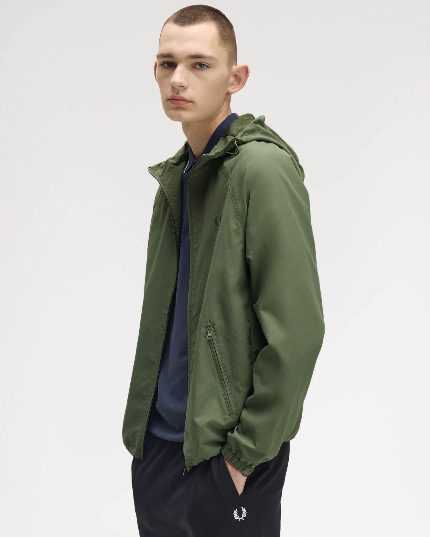 Fred Perry Mens Hooded Shell Jacket - Laurel Wreath Green W19