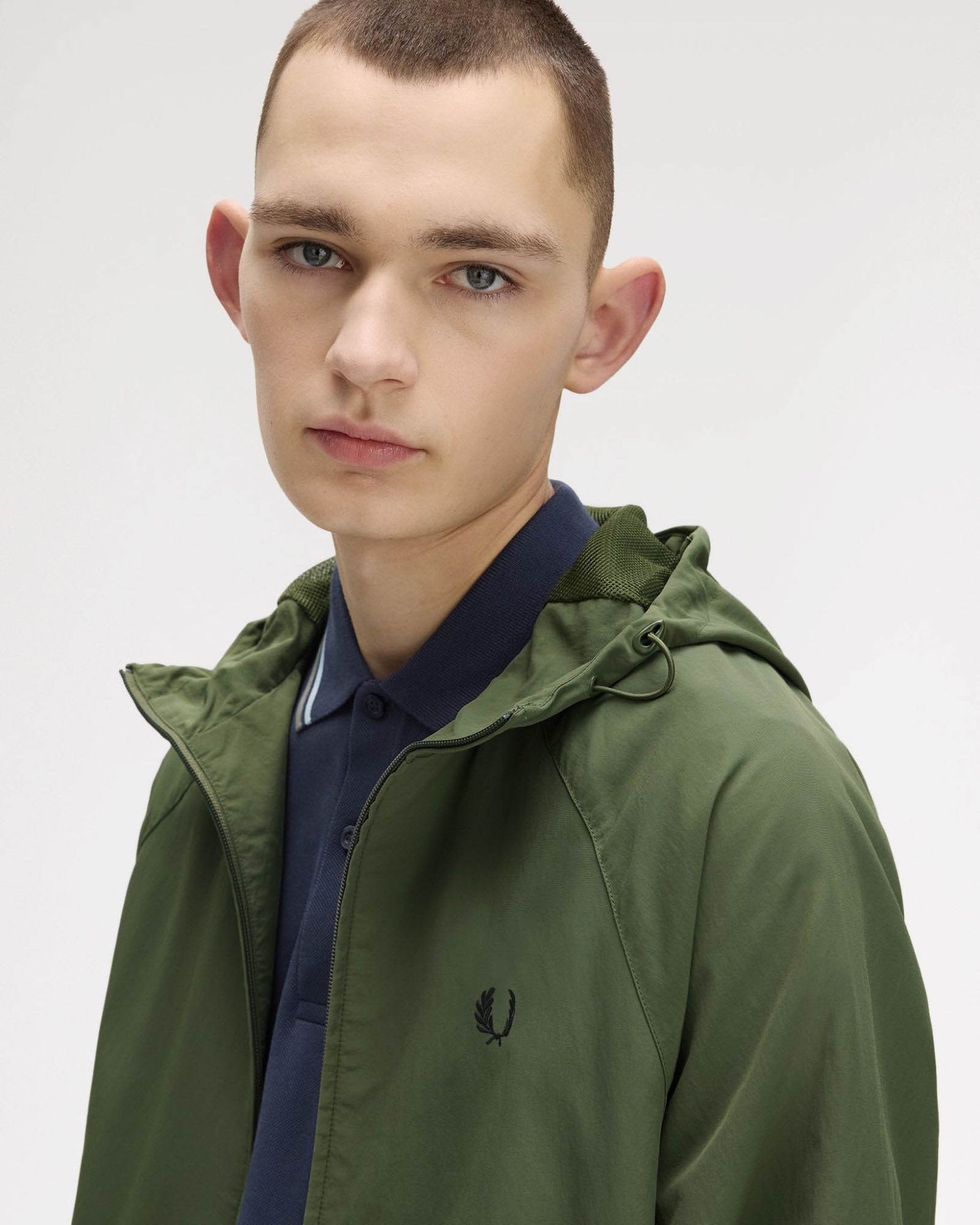 Fred Perry Mens Hooded Shell Jacket - Laurel Wreath Green W19