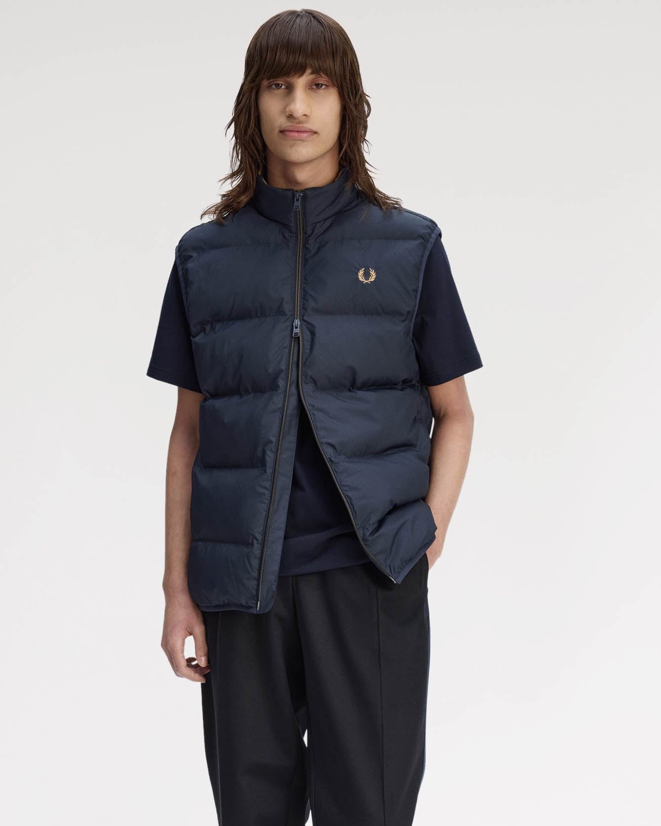 Fred Perry Mens Padded Gilet - Navy 608
