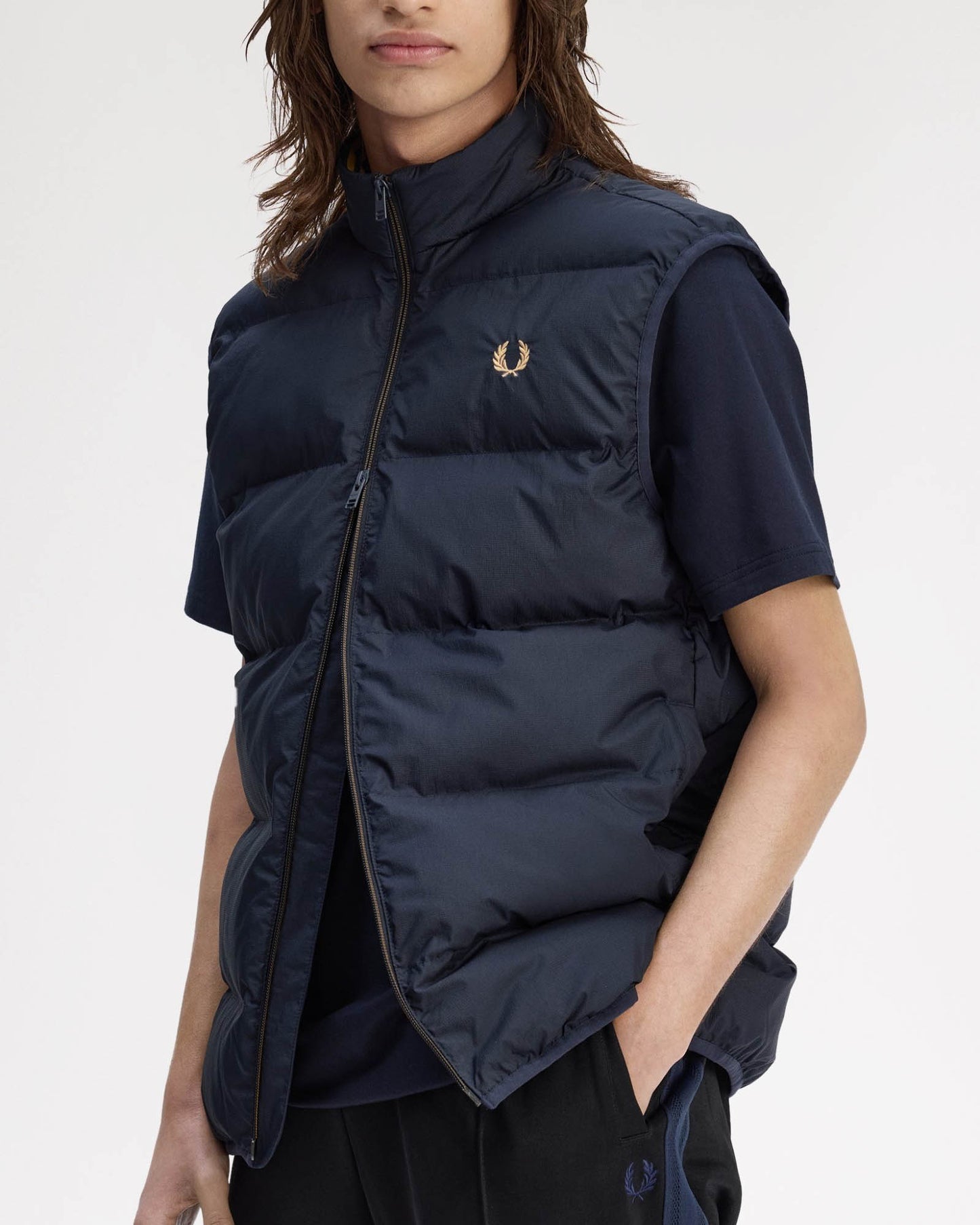 Fred Perry Mens Padded Gilet - Navy 608