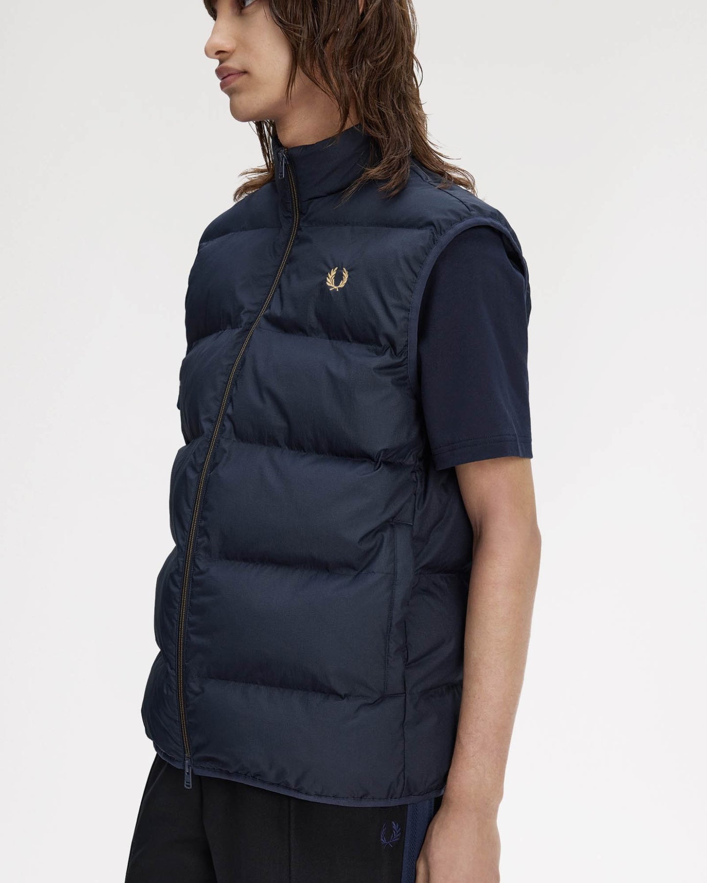 Fred Perry Mens Padded Gilet - Navy 608