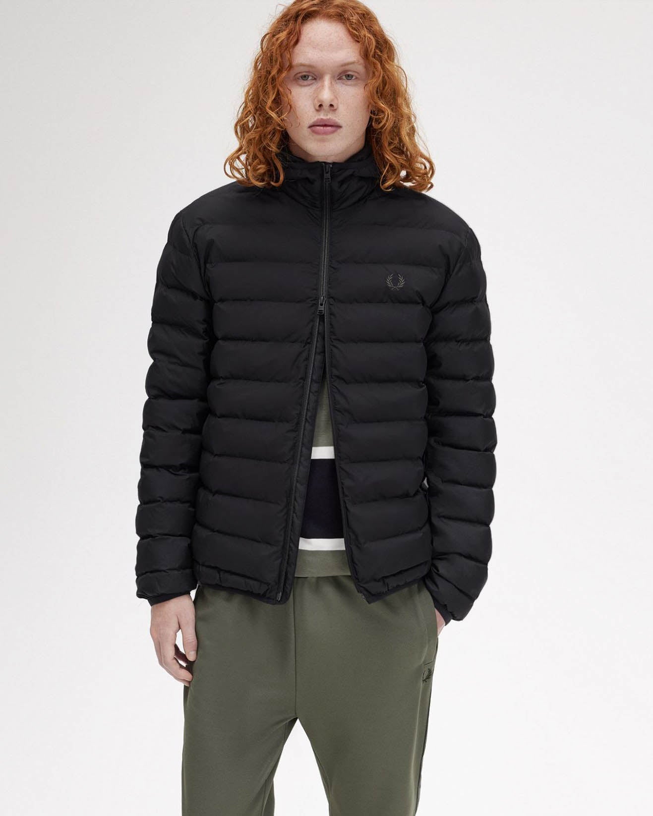 Fred Perry Mens Hooded Padded Jacket - Black 184