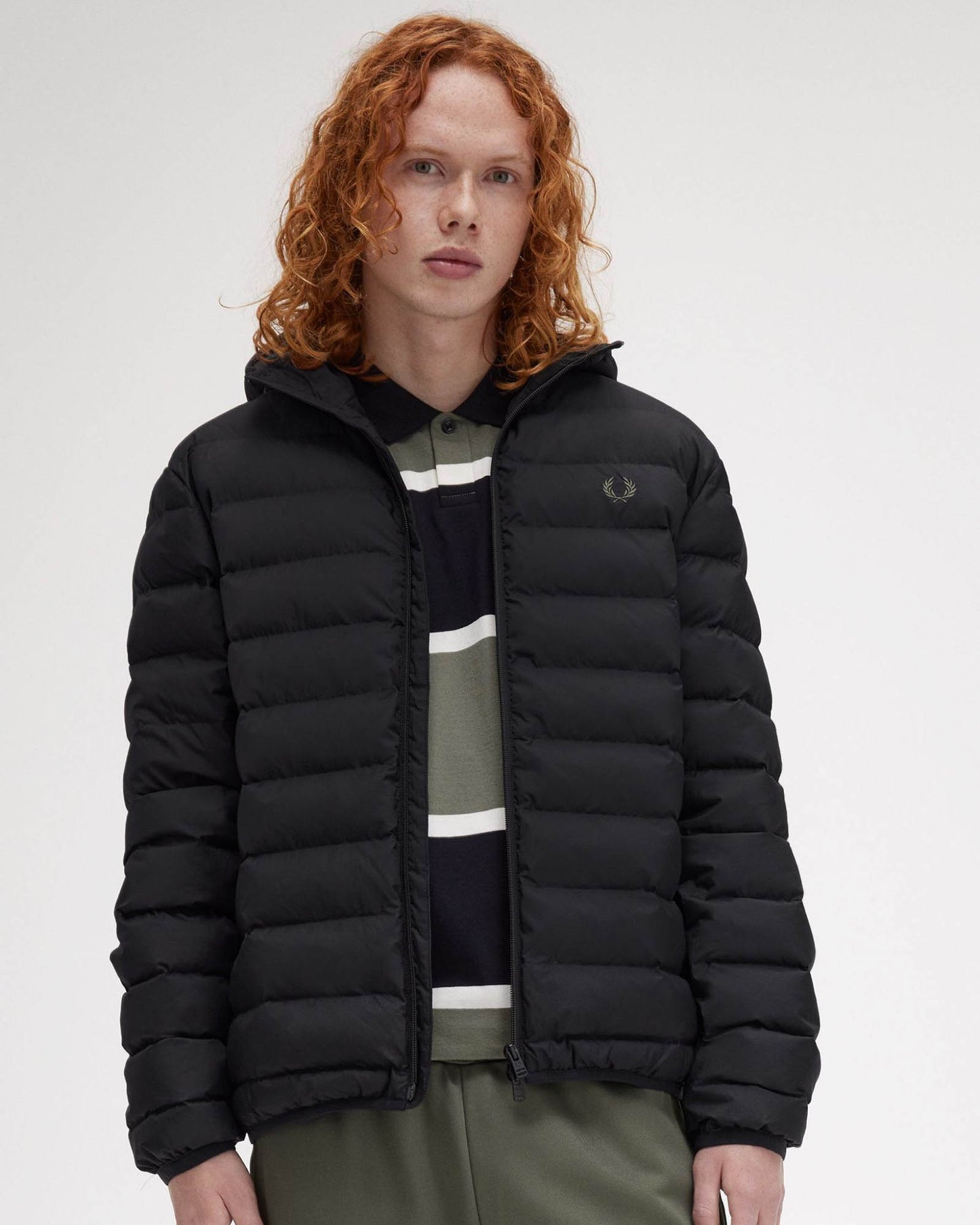 Fred Perry Mens Hooded Padded Jacket - Black 184