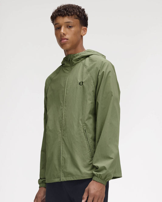 Fred Perry Taslan Mens Hooded Shell Jacket Olive Mint X88