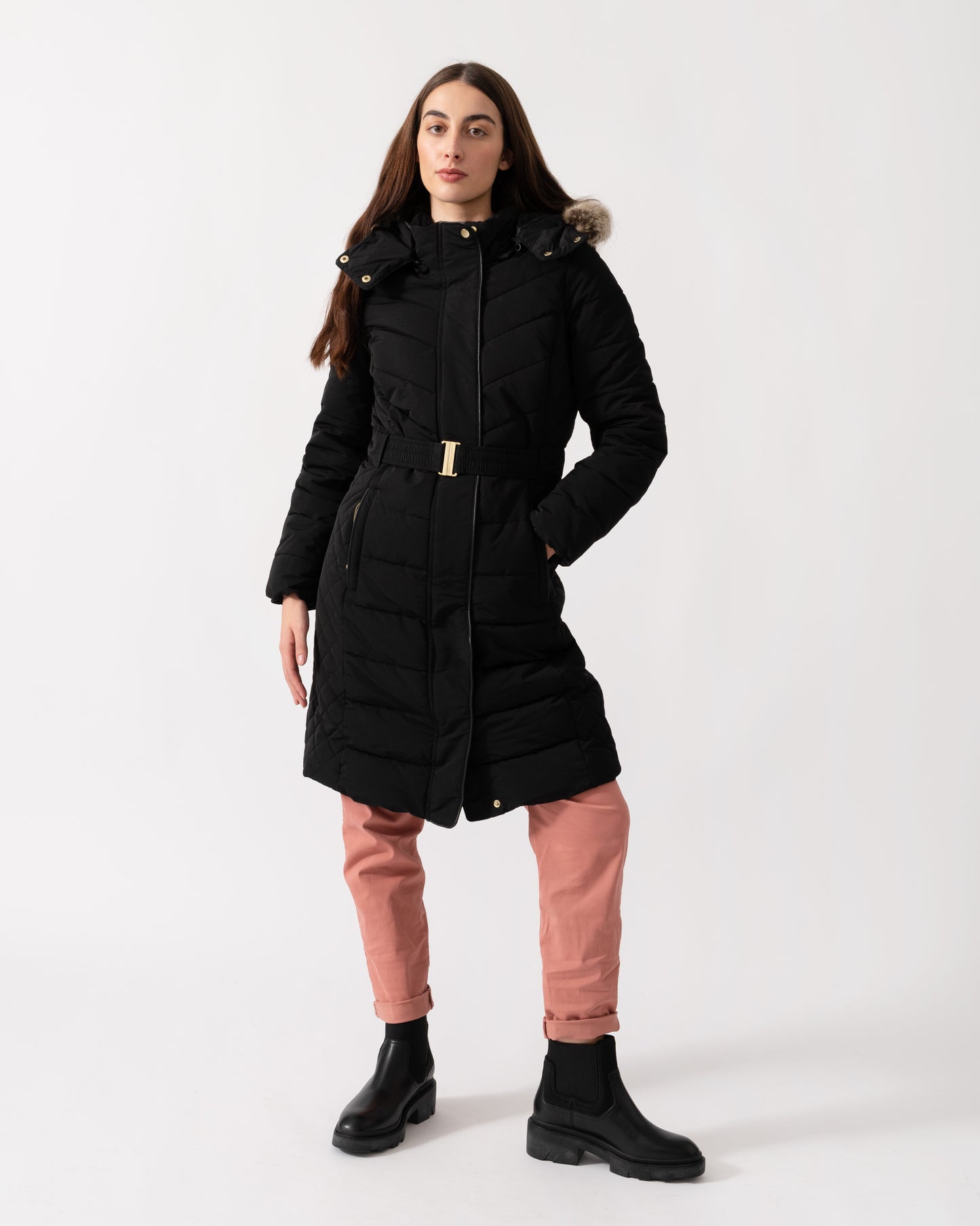 Joules Aspen Womens Long Parka - Black