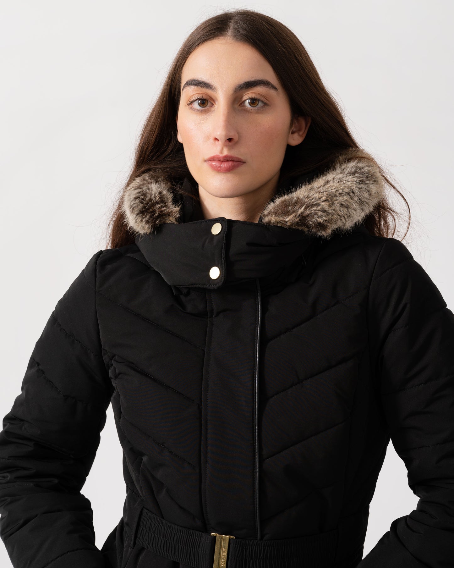 Joules Aspen Womens Long Parka - Black