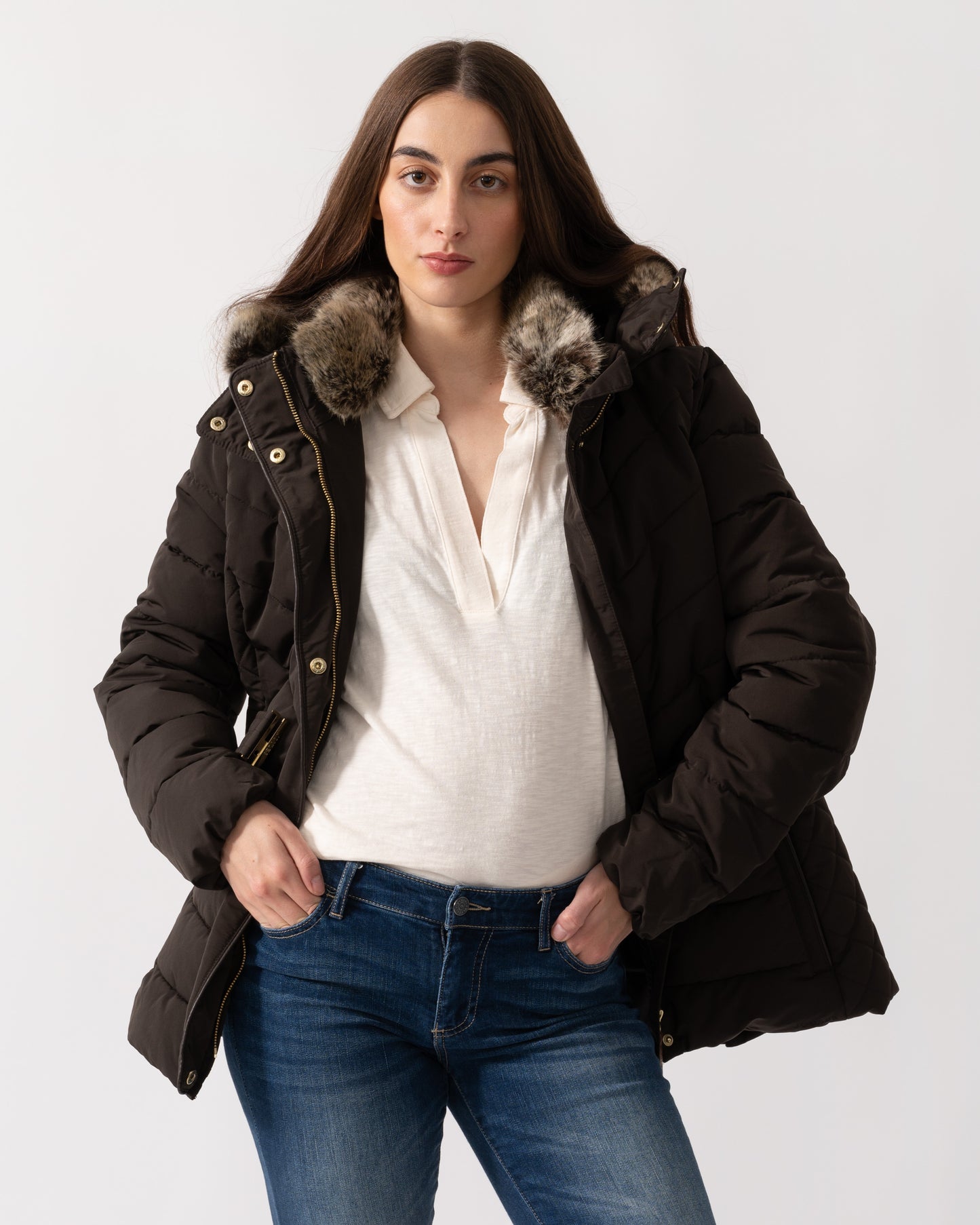 Joules Aspen Womens Parka - Brown