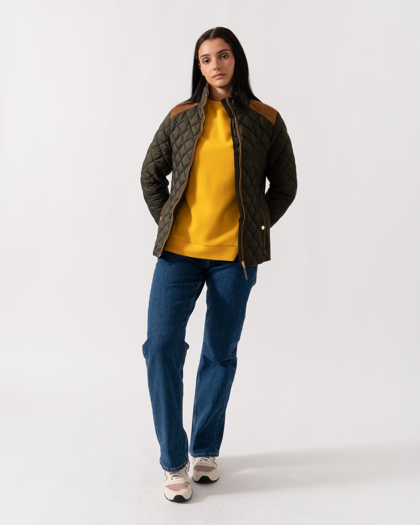 Joules Braemar Luxe Womens Quilted Jacket - Khaki Green