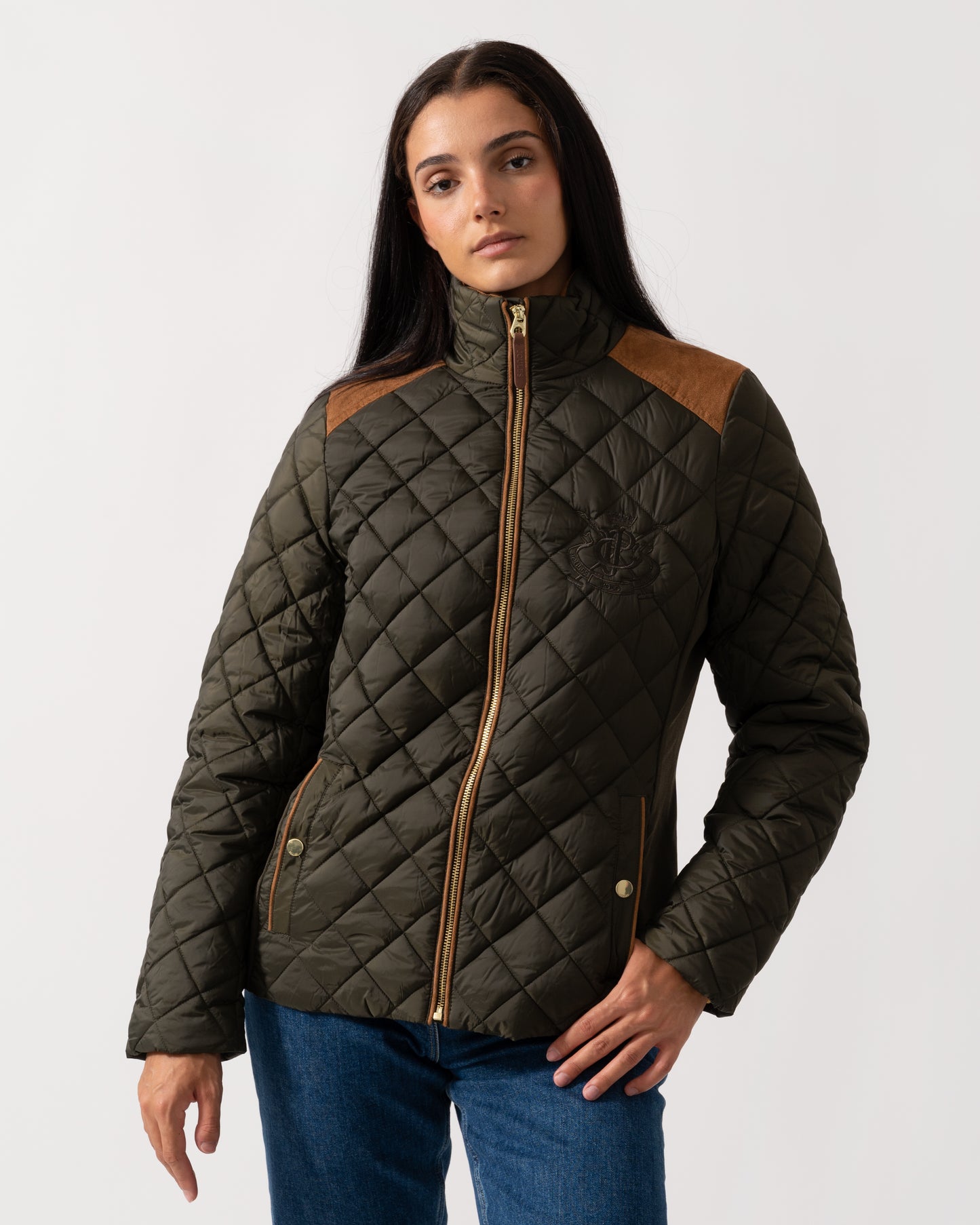Joules Braemar Luxe Womens Quilted Jacket - Khaki Green
