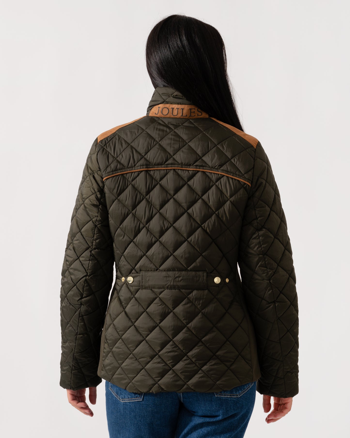 Joules Braemar Luxe Womens Quilted Jacket - Khaki Green