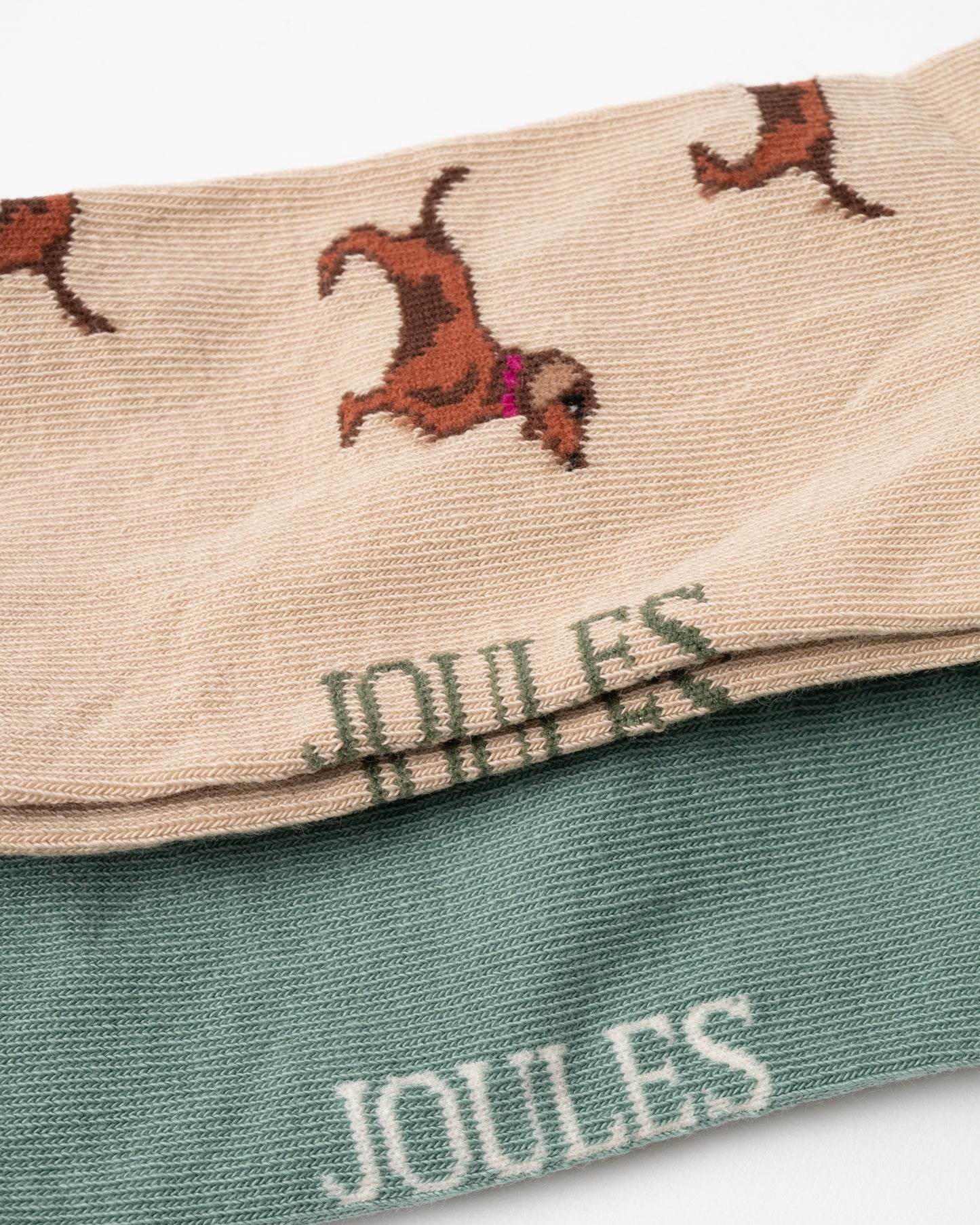 Joules Everyday 2 Pack Womens Socks - Khaki/Cream