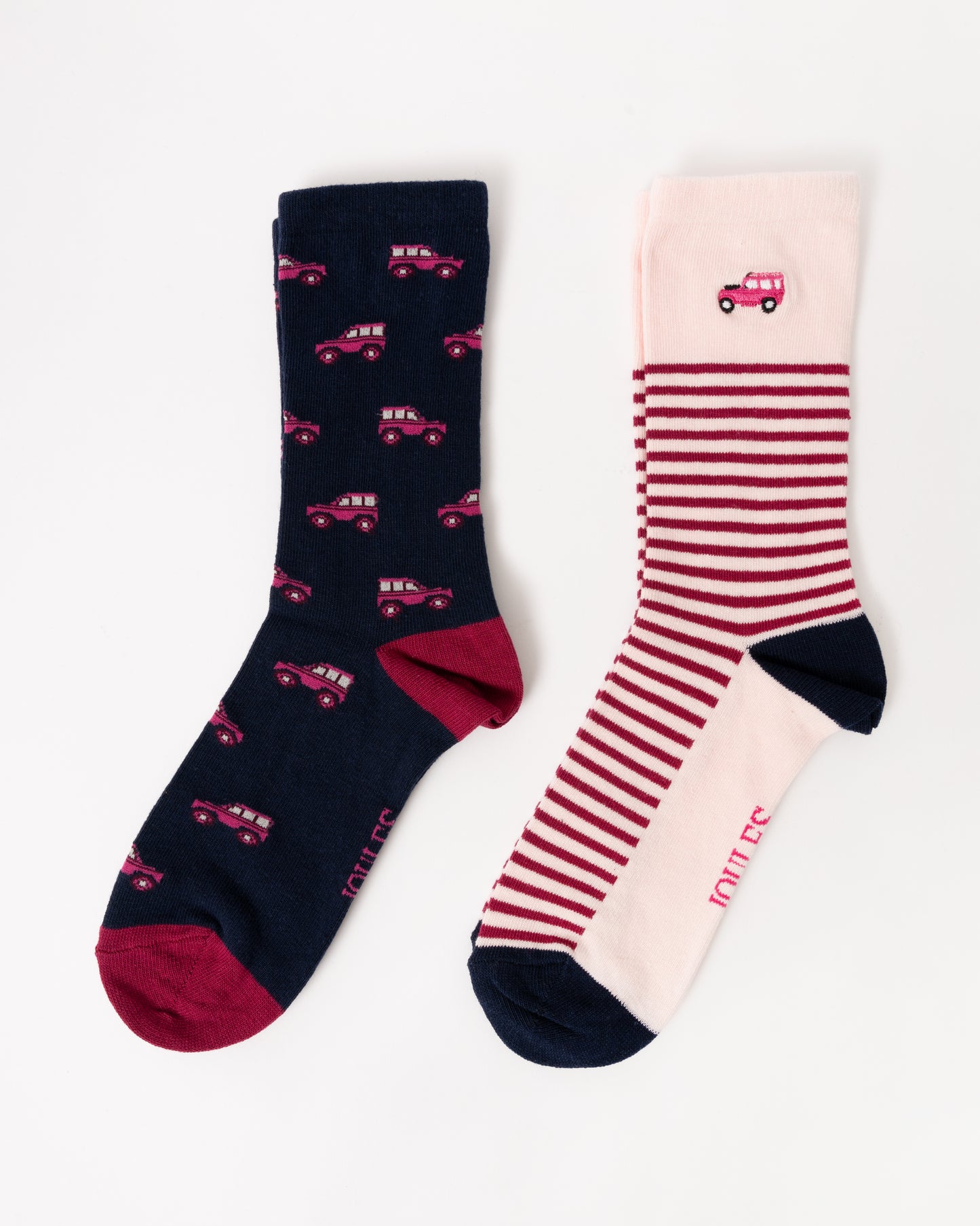Joules Everyday 2 Pack Womens Socks - Navy/Pink