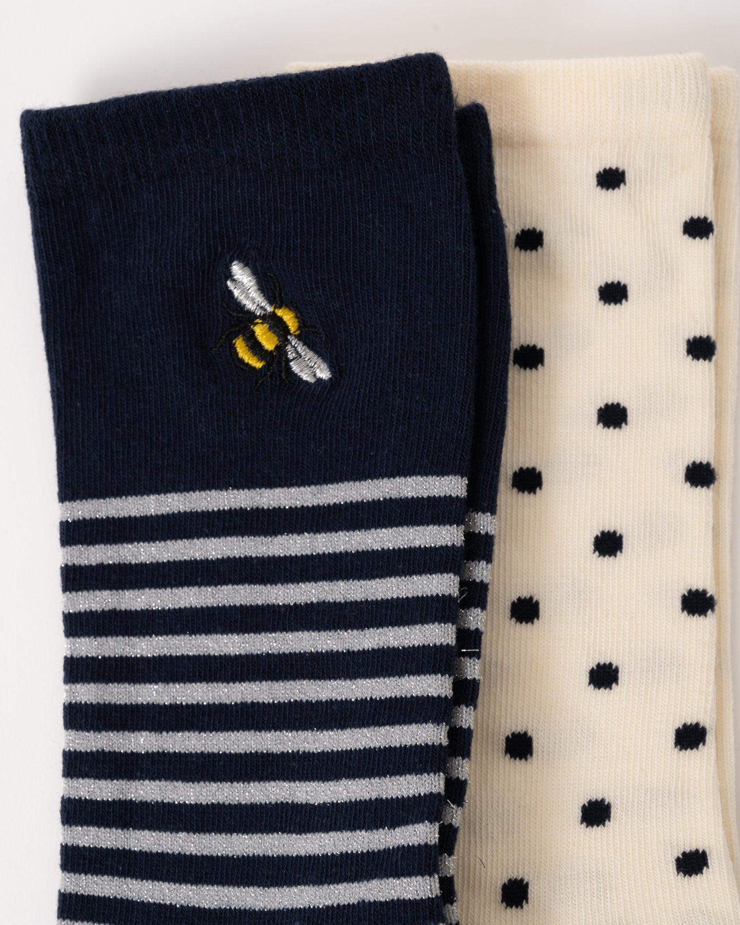 Joules Everyday 2 Pack Womens Socks - Navy/White