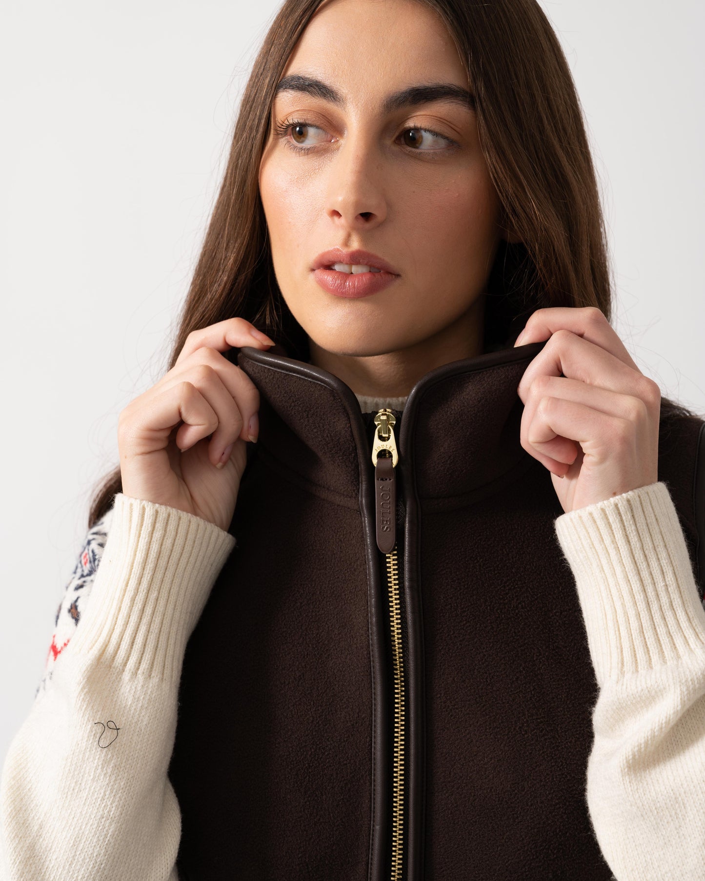 Joules Heritage Womens Fleece Gilet - Brown
